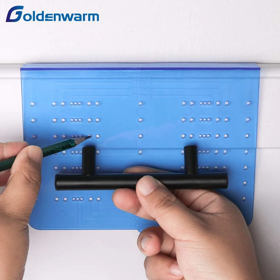 GoldenWarm Uchwyt Guziki szablon do wiercenia uchwytów meblowych, szuflad i gałek, narzędzie montażowe TM160