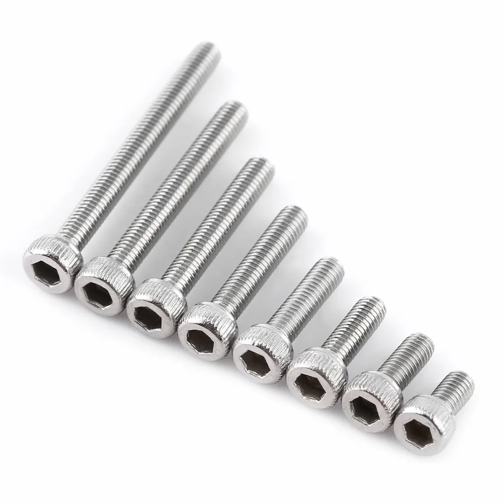 Walfront 160 szt. Śruby z łbem sześciokątnym 304 stal nierdzewna M3 x 6-30mm