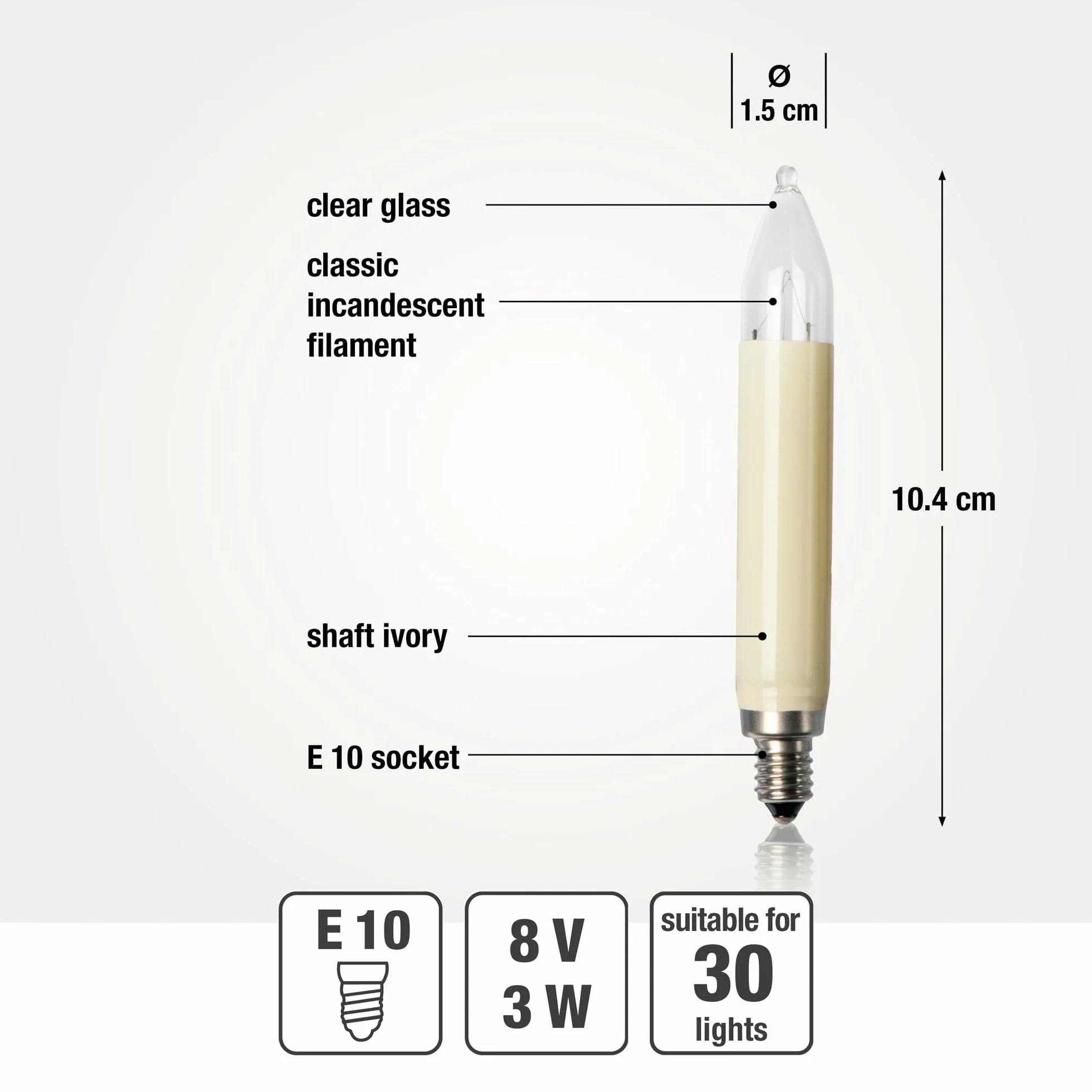Hellum 901016 Świece Zamienne do Łuku Świetlnego 8V 3W 10 Sztuk