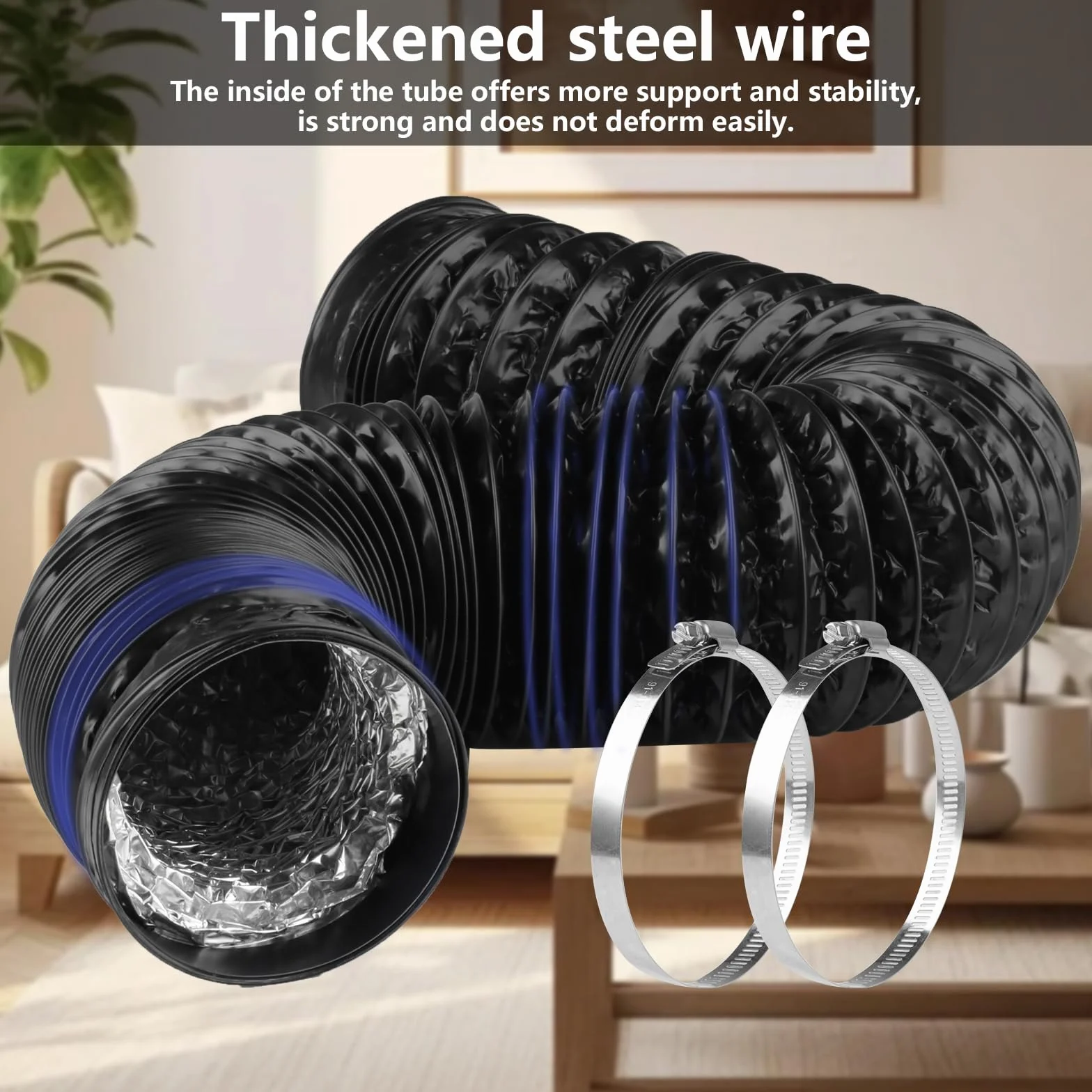 Wąż powietrza wylotowego PCW 100 mm czarny 2 m do klimatyzacji okapu wyciągowego
