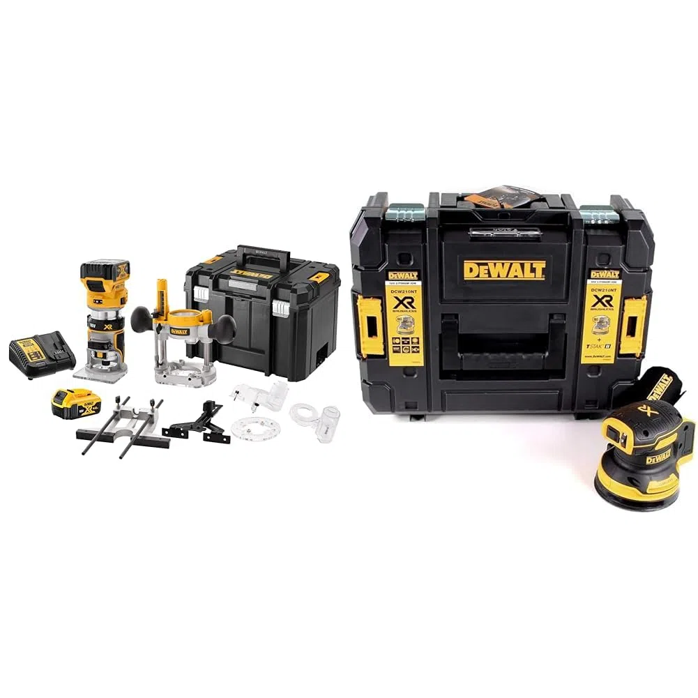 Frezarka Górnowrzecionowa 8mm 18V 2x5Ah DCW604P2 DeWalt & Dewalt Szlifierka, Czarny/Żółty, 125 mm