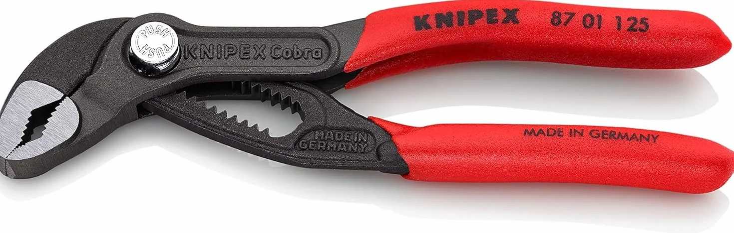 KNIPEX Cobra Szczypce nastawne do rur nowej generacji w opakowaniu z zawieszką fosforanowana, szara pokryte antypoślizgowym tworzywem, 87 01 125 SB