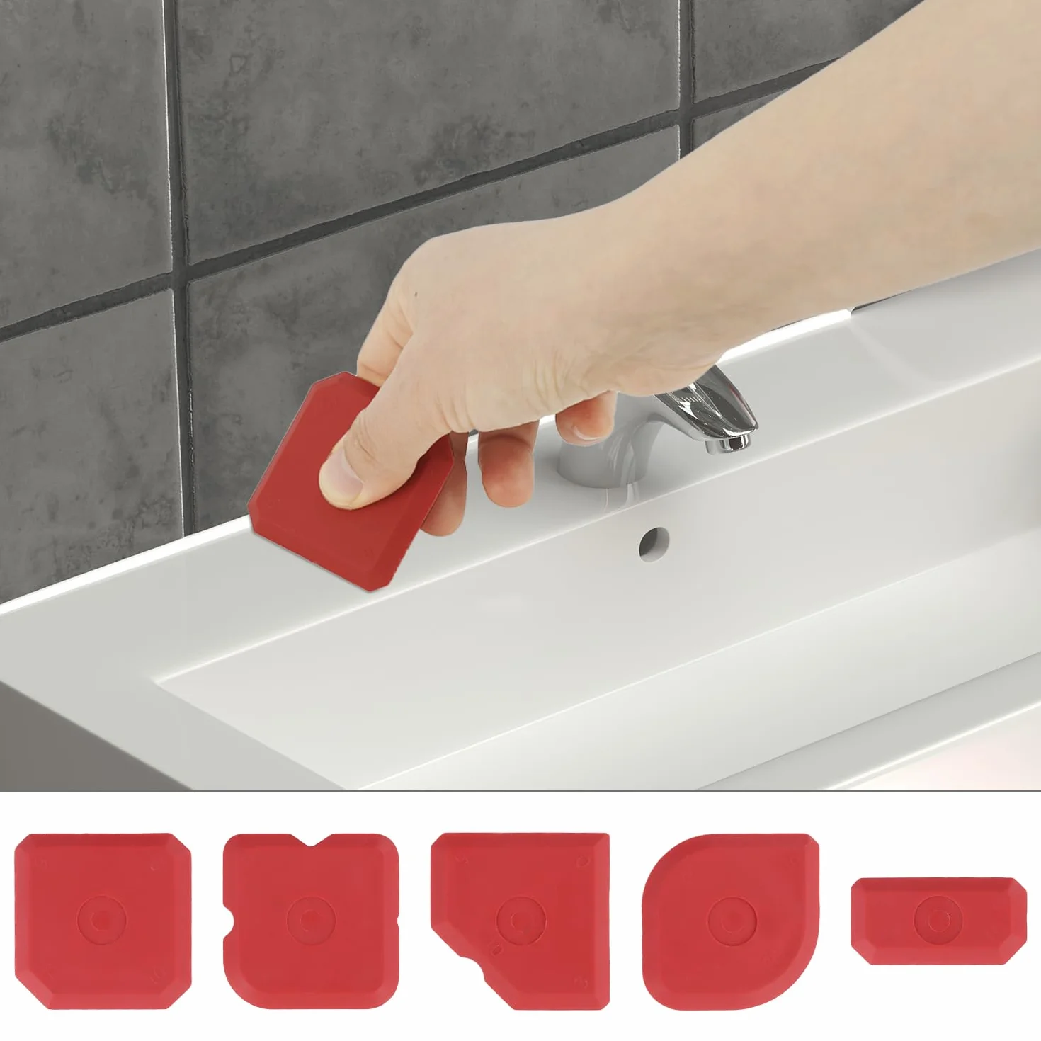 QWORK® 11-częściowy zestaw narzędzi do usuwania silikonu – skrobak do fug i skrobak do fug – do usuwania i odnawiania fug silikonowych