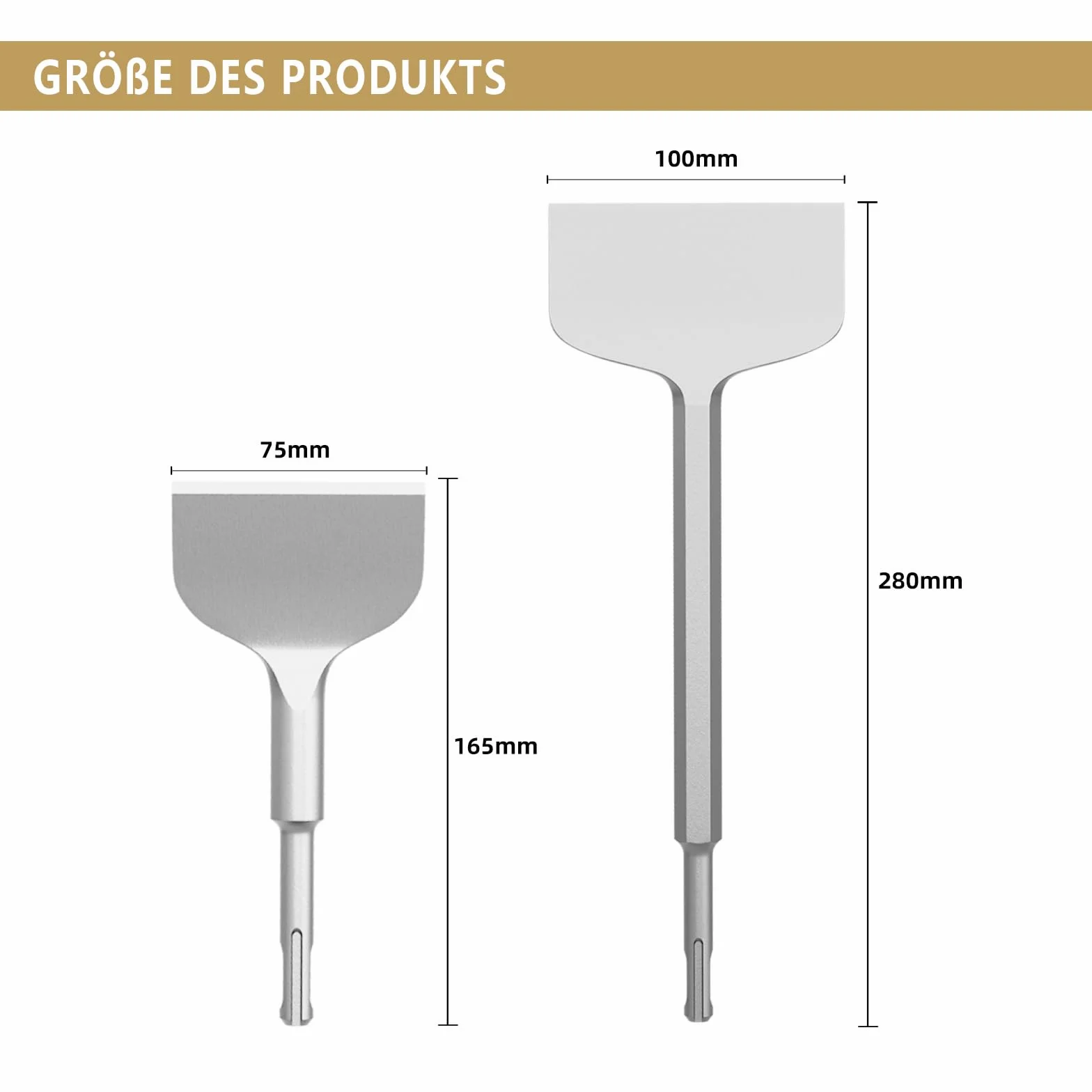 CSOOM SDS PLUS zestaw 2 dłut, dłuta do płytek 75 x 160 mm i dłuto płaskie 100 x 250 mm, do płytek, kleju do płytek, betonu, kamienia naturalnego, muru itp