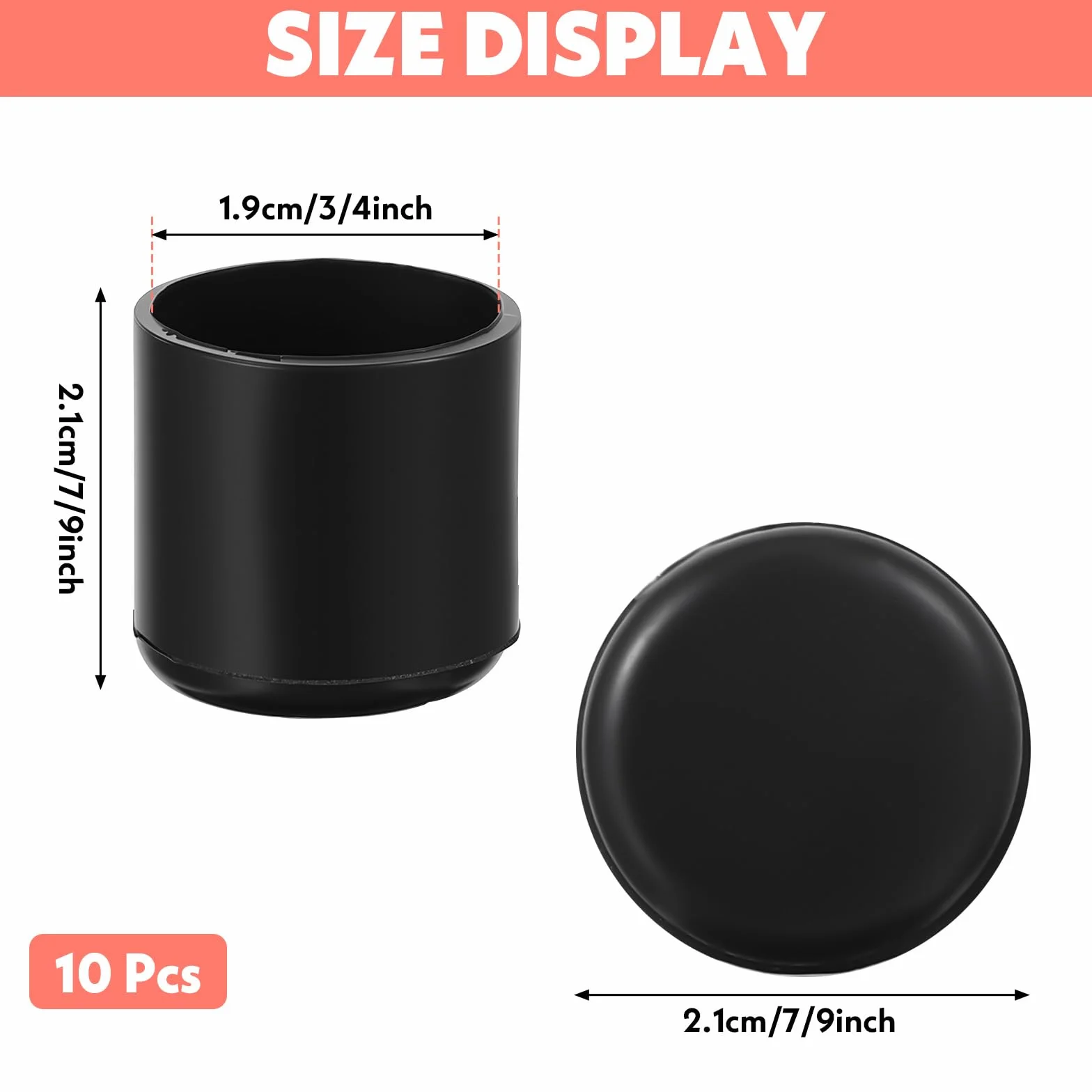 Gumowe nakładki na nogi krzeseł okrągłe 10 sztuk (15-19 mm)