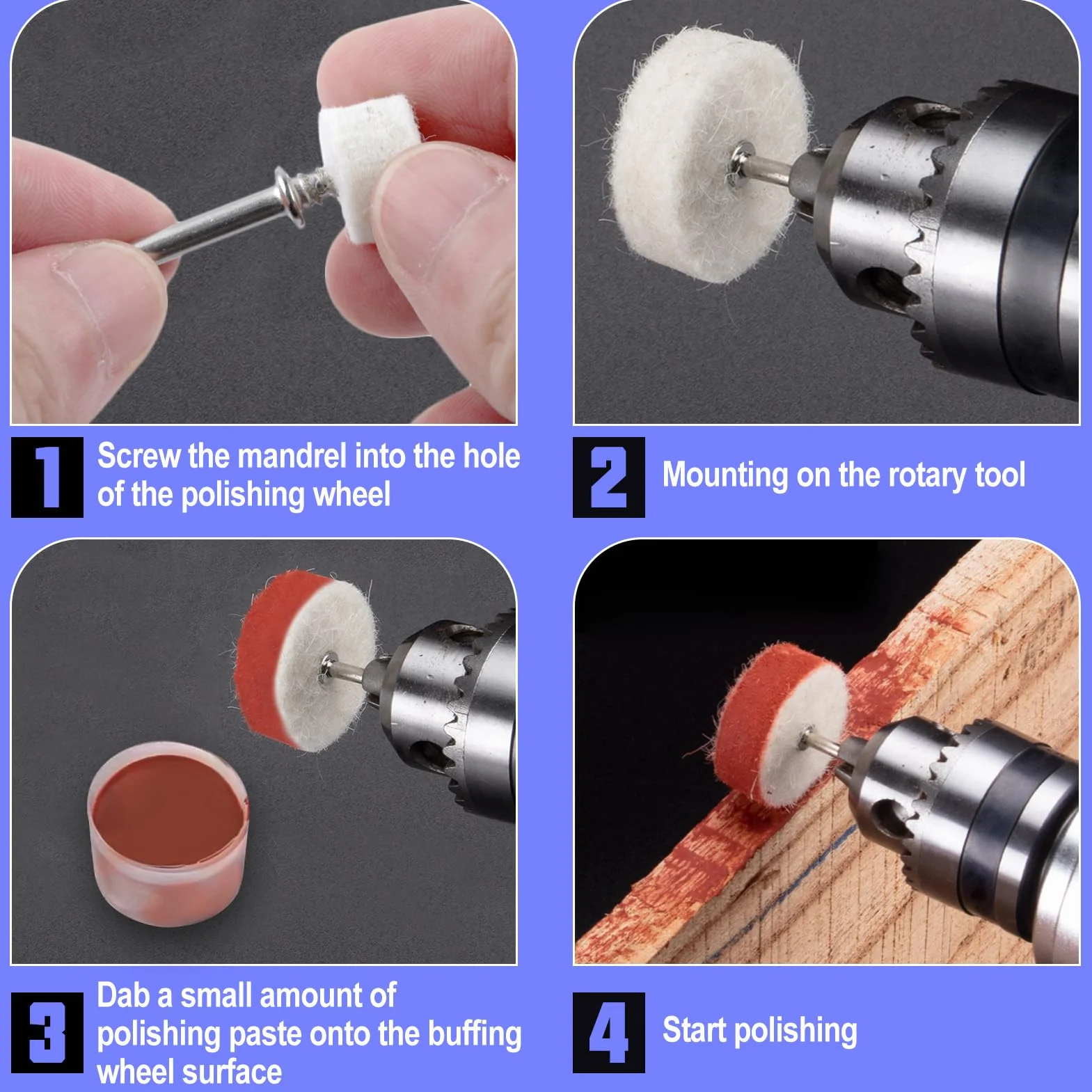 SPEEDWOX 80 sztuk kółek polerskich do zestawu polerskiego Dremel wełna filcowa tarcza polerska do narzędzi obrotowych Dremel 1/8 cala zestaw do polerowania wełny
