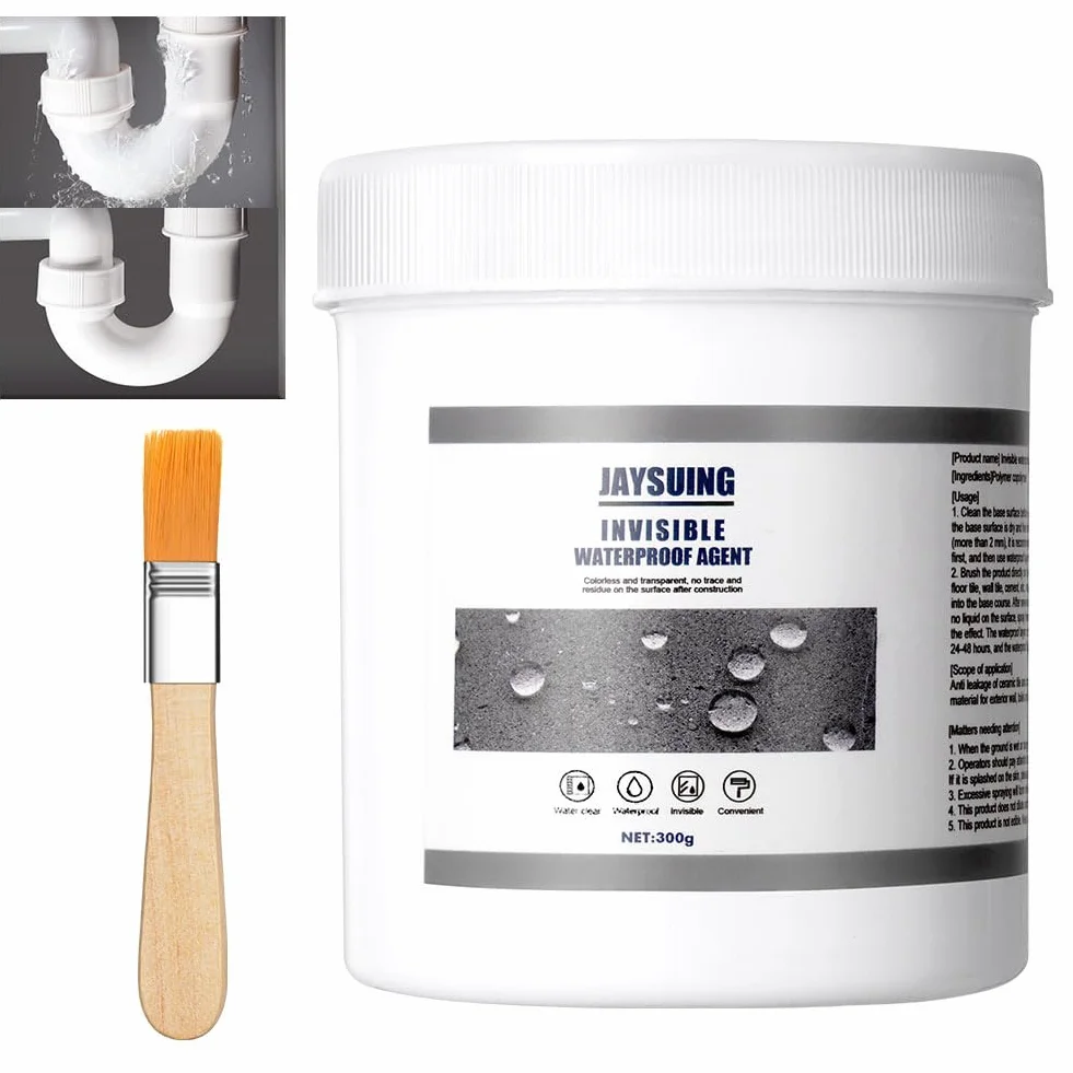 flintronic Przezroczysty wodoodporny klej, 300g niewidzialny uszczelniacz wodoodporny, przezroczysty hydroizolacyjny z pędzlem, płytki łazienkowe okna uszczelniacz agent do sufitu i ściany Exterio