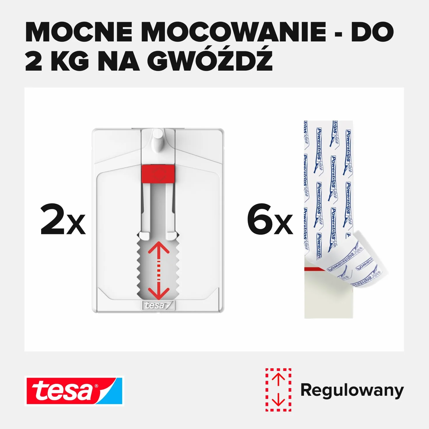 Tesa 77777-00000-00 Haczyk Samoprzylepny, Biały, 1,9 x 12 x 14 cm, 2 x 2 kg