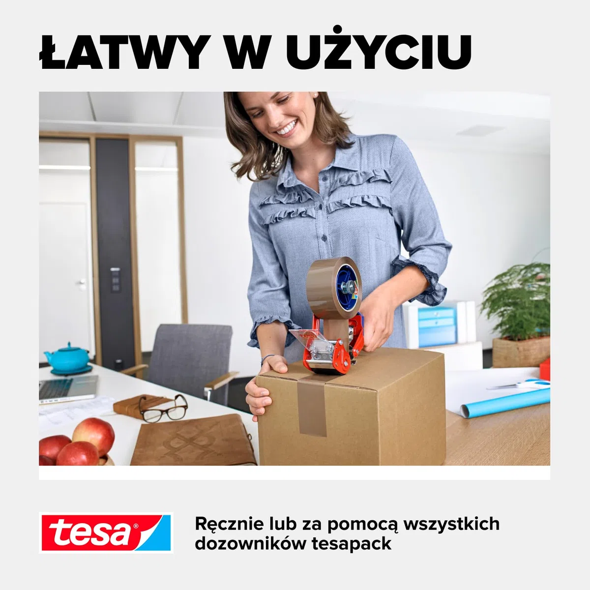 tesapack eco & ultra strong taśma do paczek - taśma samoprzylepna z materiału pochodzącego z recyklingu - bezpiecznie zakleja paczki o wadze do 30 kg - 1 rolka 50 m x 50 mm