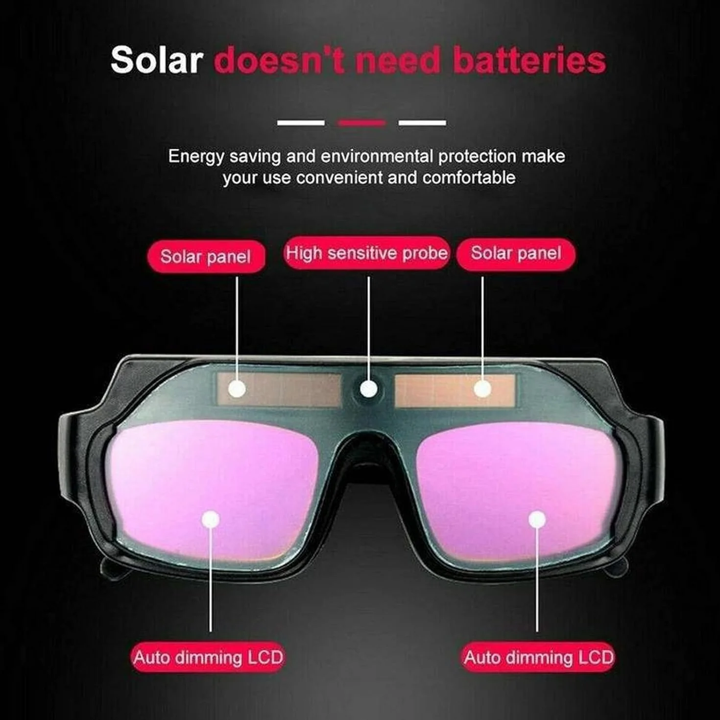 Samościemniające się gogle spawalnicze Solar Eye Protective Block Slag PC Okulary do spawacza Filtr lutowniczy Szkodliwe światło