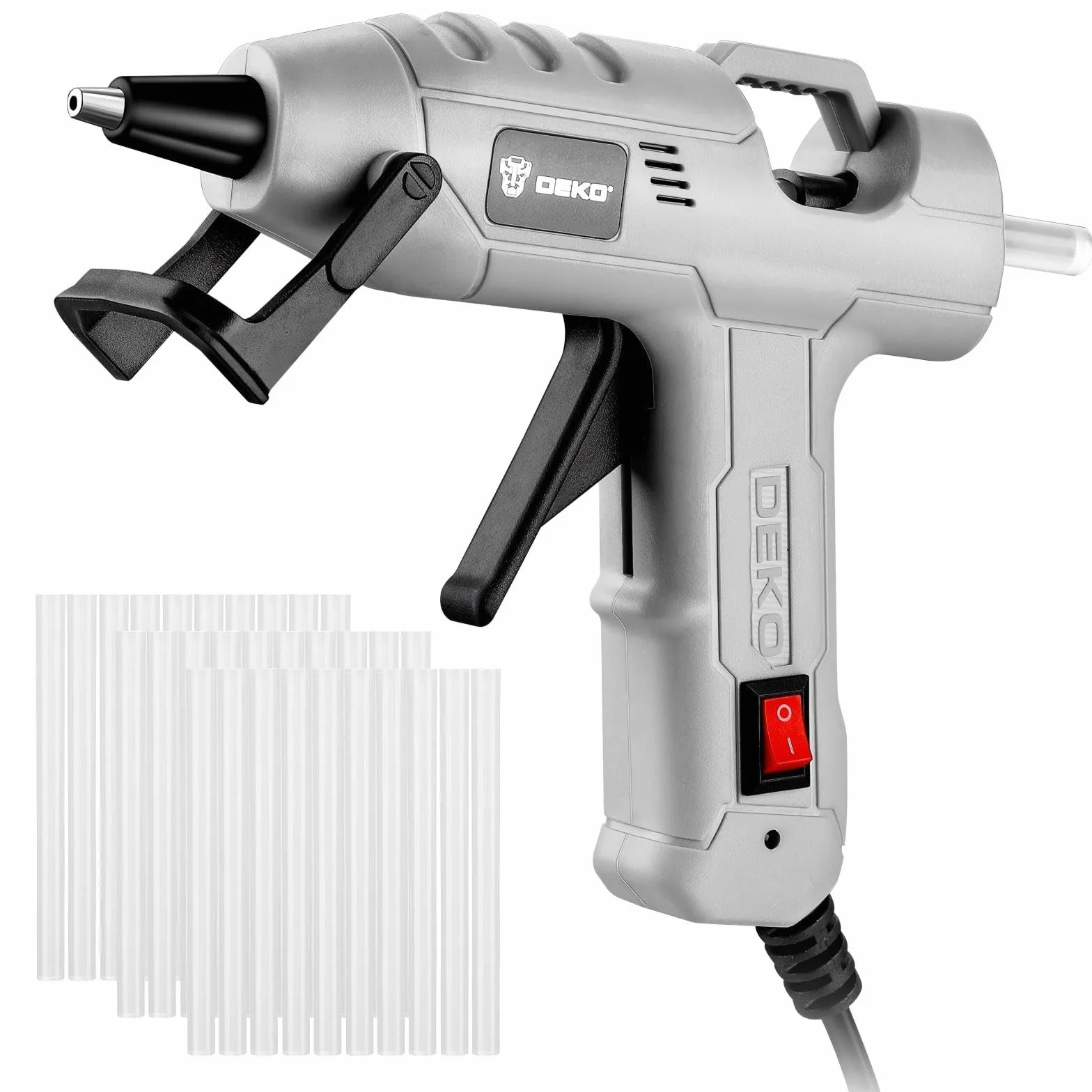 DEKOPRO Pistolet do klejenia na gorąco, 20 W, mini pistolet silikonowy, do majsterkowania, do majsterkowania, biura, szkoły, pakowania, napraw, domu, szary