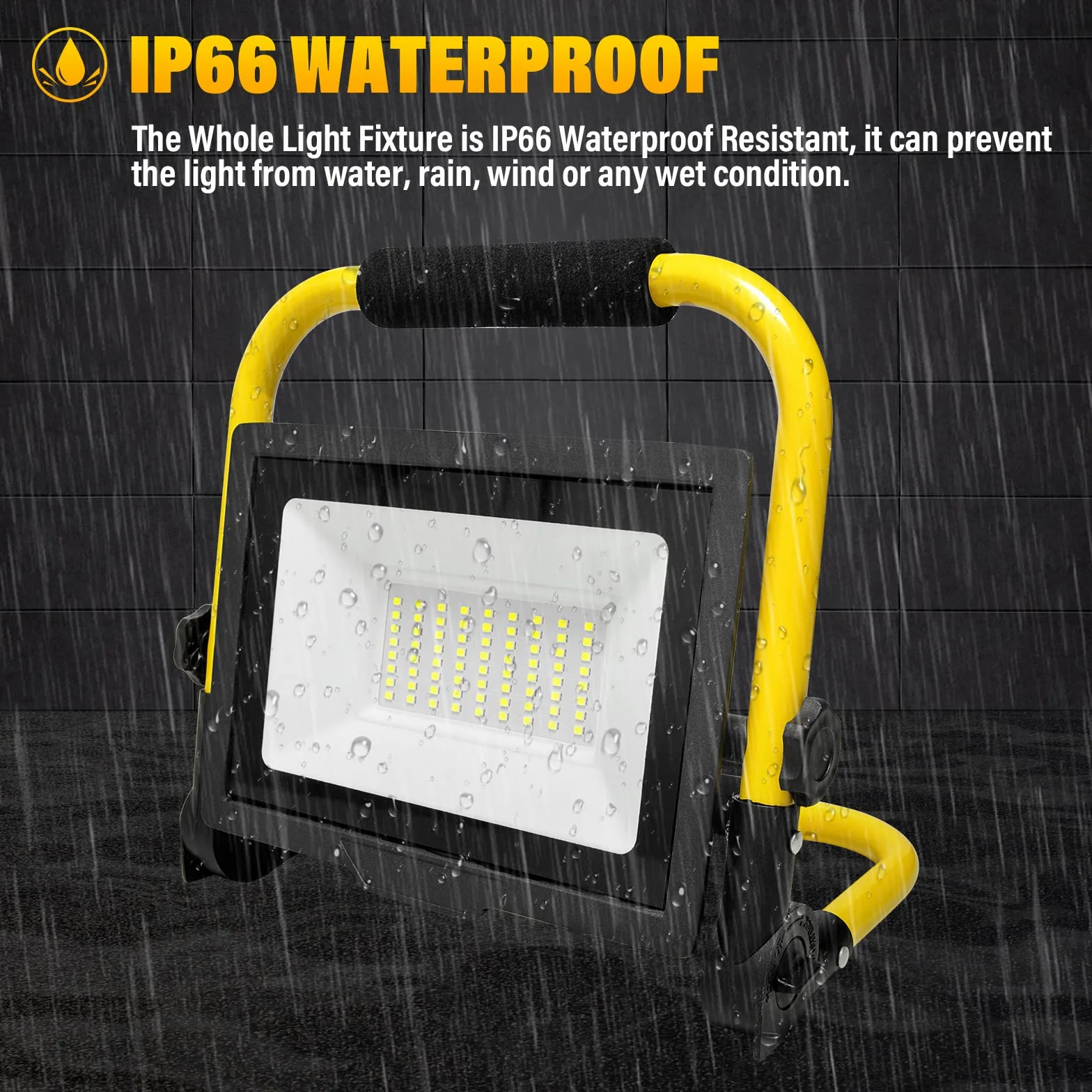 PICAA Reflektor budowlany LED 50 W z gniazdem, 3000 lm, przenośna składana lampa zewnętrzna, reflektor LED, obrót o 360°, do warsztatu, garażu, na taras, do ogrodu, wodoodporna IP66 6000K, biały