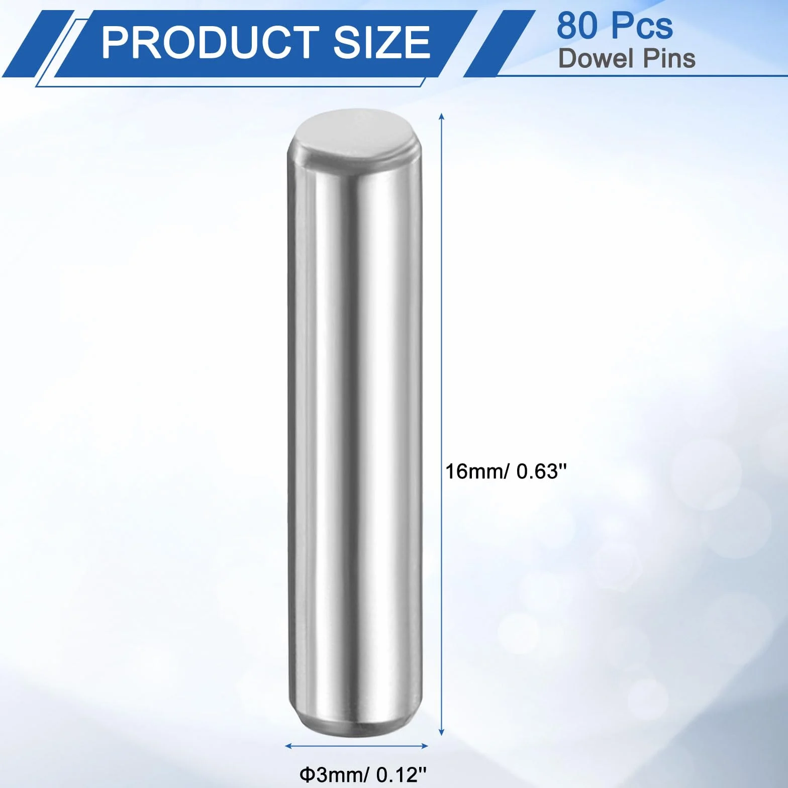 QUARKZMAN 80 sztuk nierdzewnych kołków cylindrycznych, 3 mm x 16 mm, sztyft do mocowania metalu, 316 l, stal nierdzewna, do majsterkowania, mebli, projektów rękodzielniczych