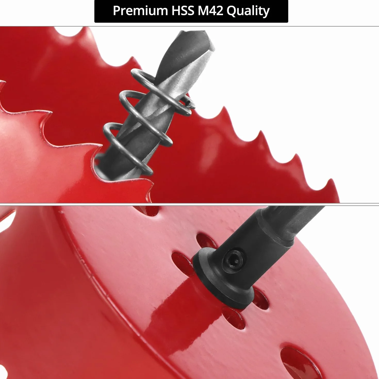 QWORK® otwornica 110 mm, HSS M42 otwornica bimetalowa, z chwytem sześciokątnym i wiertłem do aluminium, żelaza i drewna