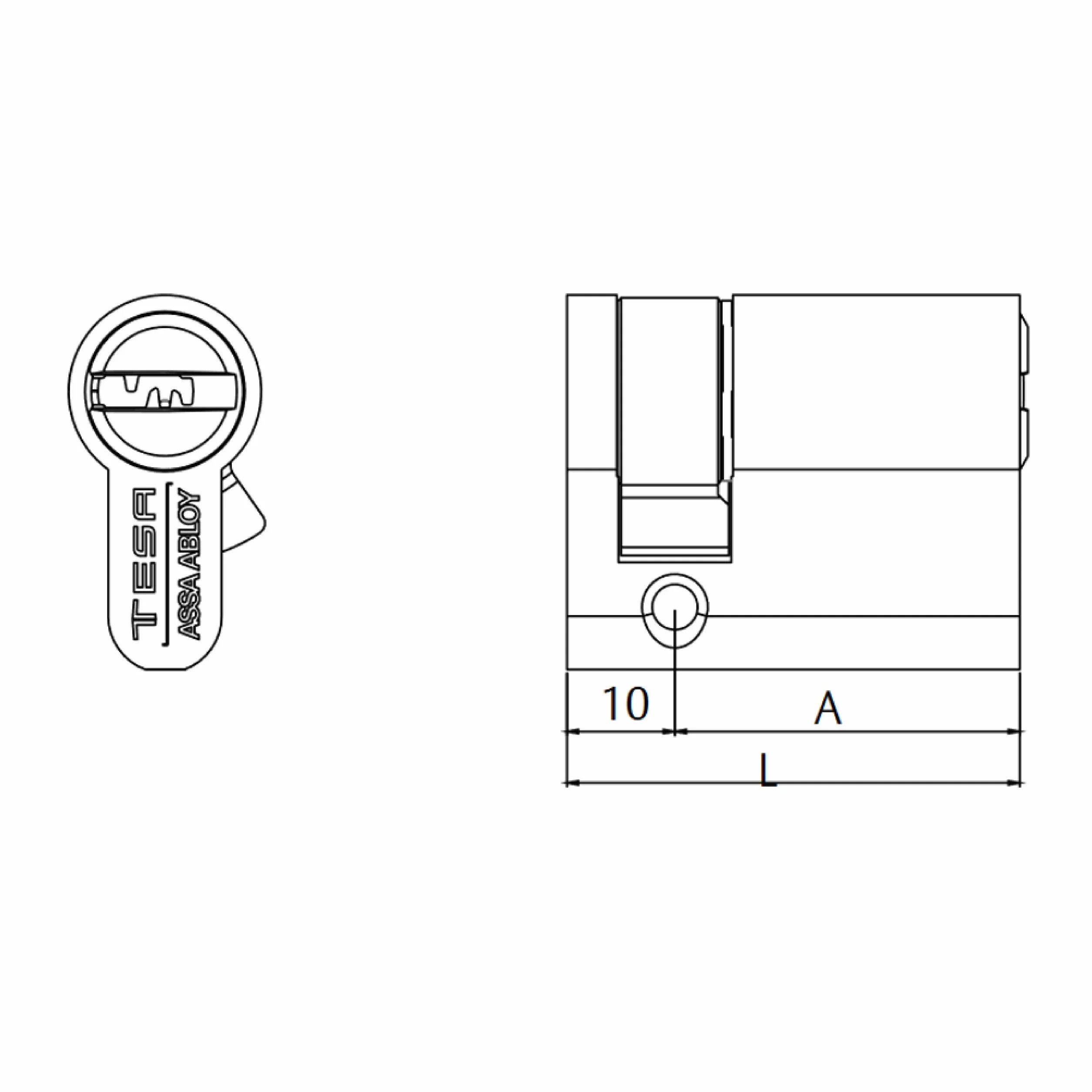 Tesa Assa Abloy T6554010L T60 wkładka bezpieczeństwa wkładka europrofilowa 40x10 mm mosiądz do drzwi i zamków europrofilowych idealna do wymiany i nowych instalacji wkładka z gałką