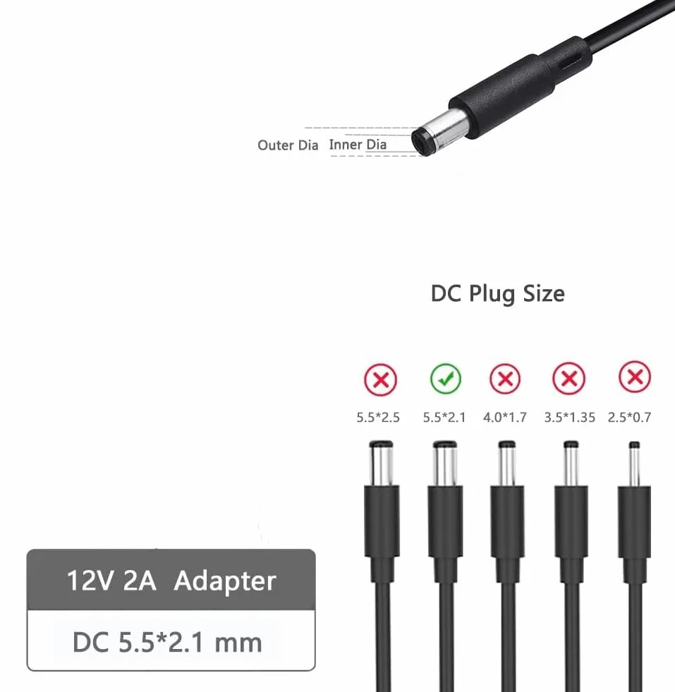 Przełącznik liniowy Dc 12 V, 5 szt. Włącznika/wyłącznika taśmy LED Włącznik/wyłącznik Dc Jack (5,5 x 2,1 mm) z kablem Złącza męskie na żeńskie do taśmy LED, Złącza zasilacza prądu stałego