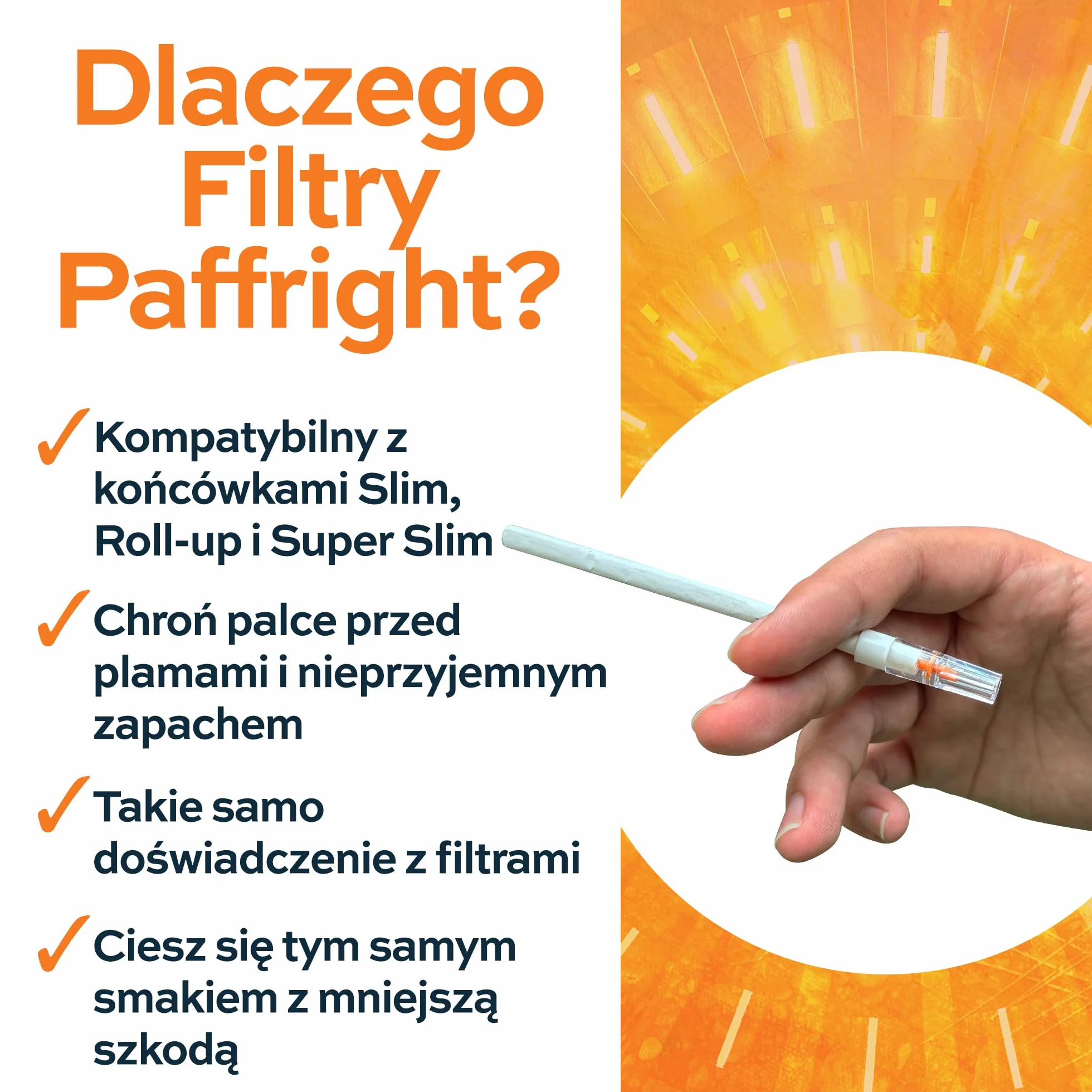 Paffright Slim 270+30 filtrów do papierosów, antysmolisty plastikowy 5,25-6 mm