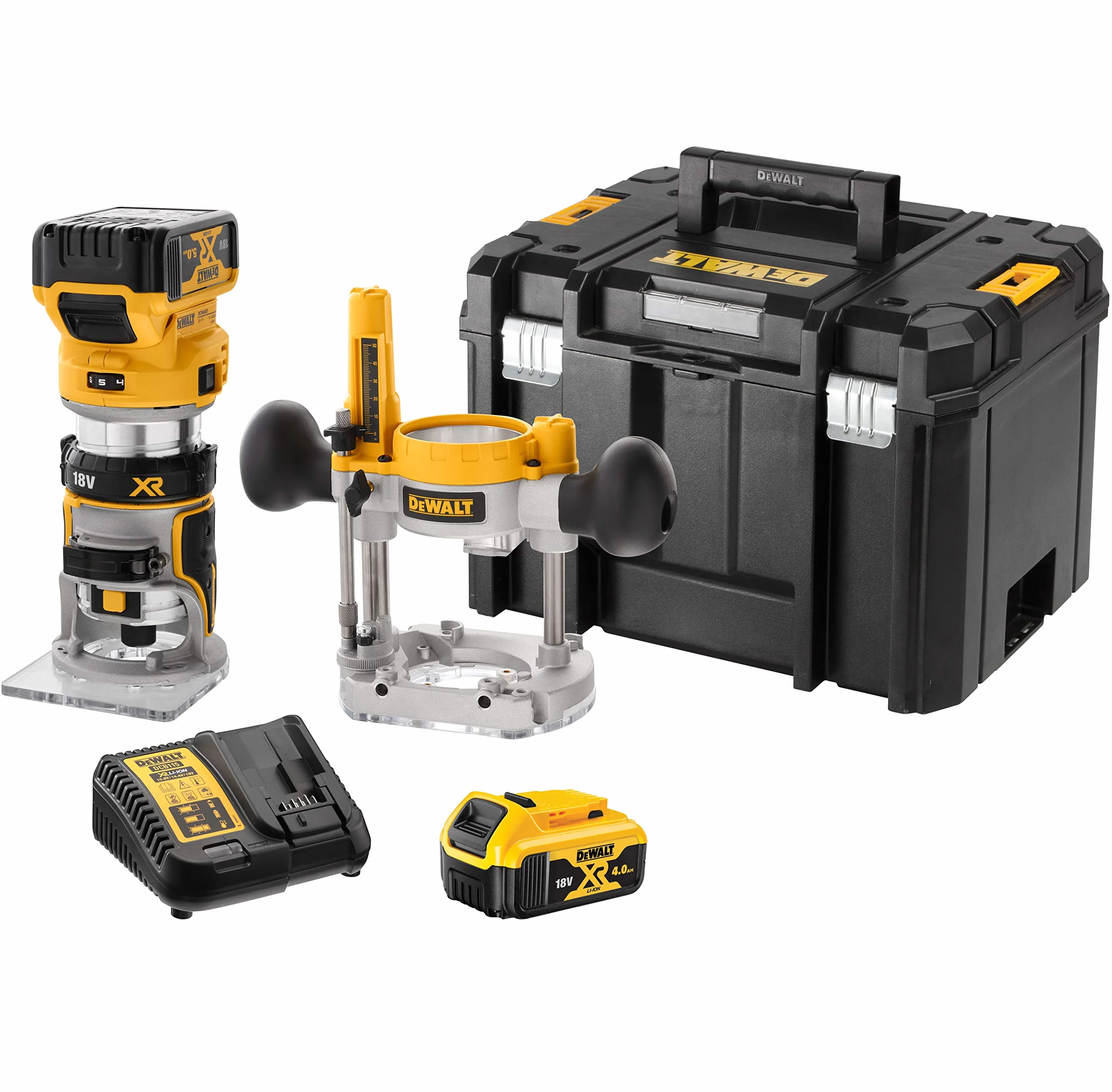 Frezarka Górnowrzecionowa 8mm 18V 2x5Ah DCW604P2 DeWalt & Dewalt Szlifierka, Czarny/Żółty, 125 mm