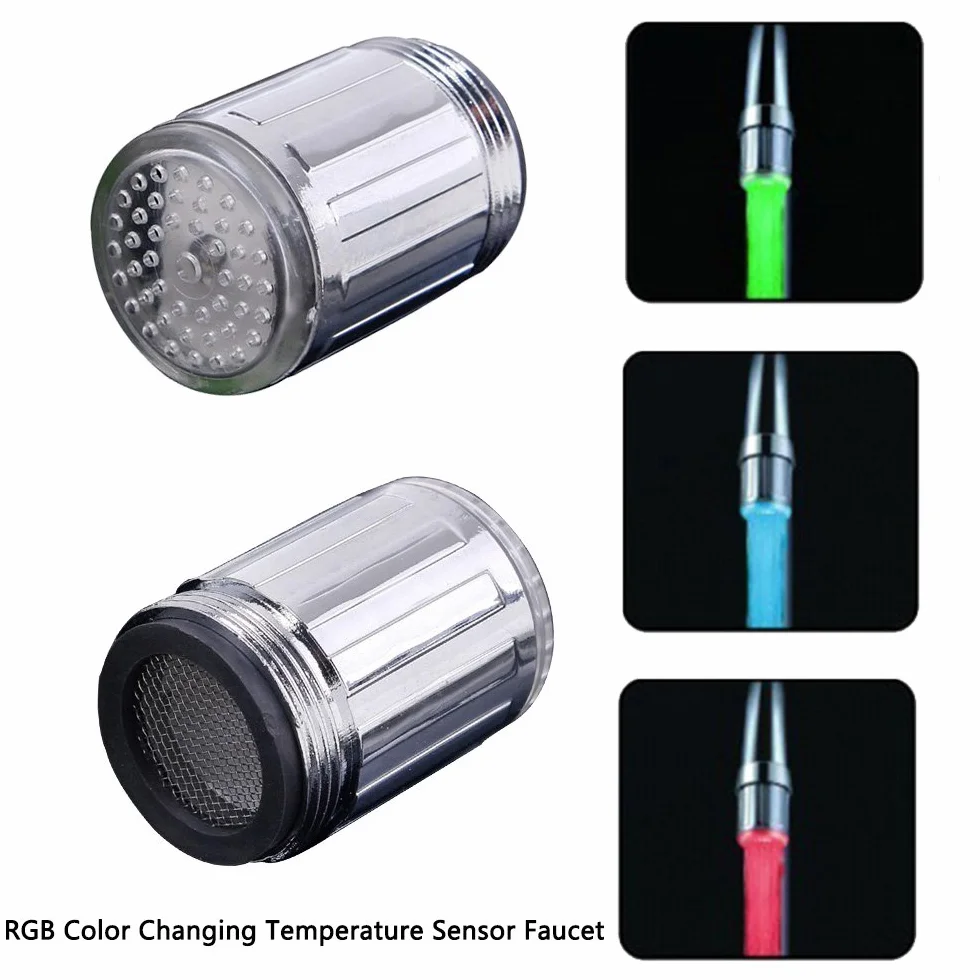 Bateria wodna LED RGB z czujnikiem temperatury, inteligentna regulacja, kran kuchenny