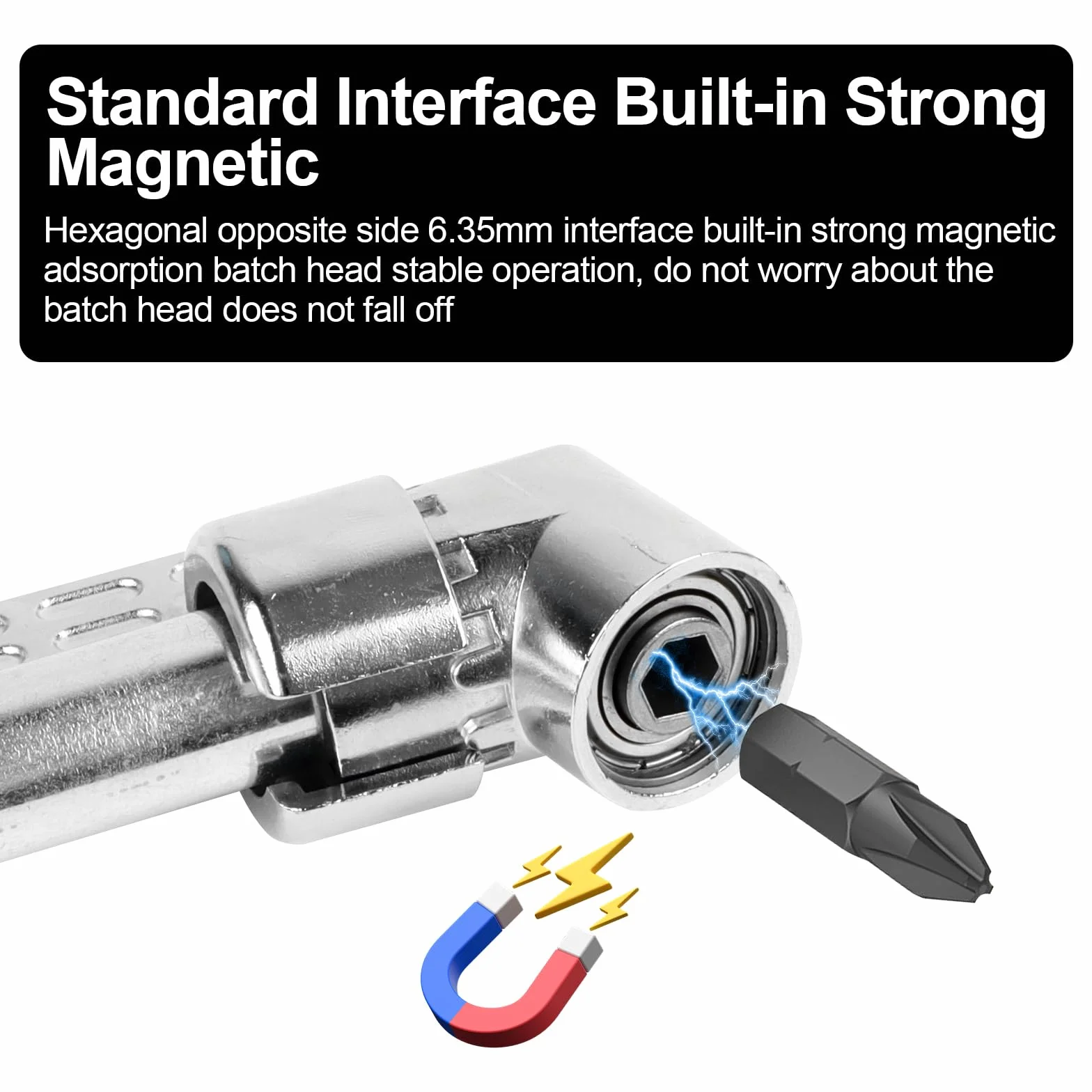 Adapter do wkrętarki kątowej 105°, 2 sztuki wierteł sześciokątnych (długie i krótkie modele), 1/4", sześciokątny trzpień przekładnia kątowa do garażu, pracowników budowlanych