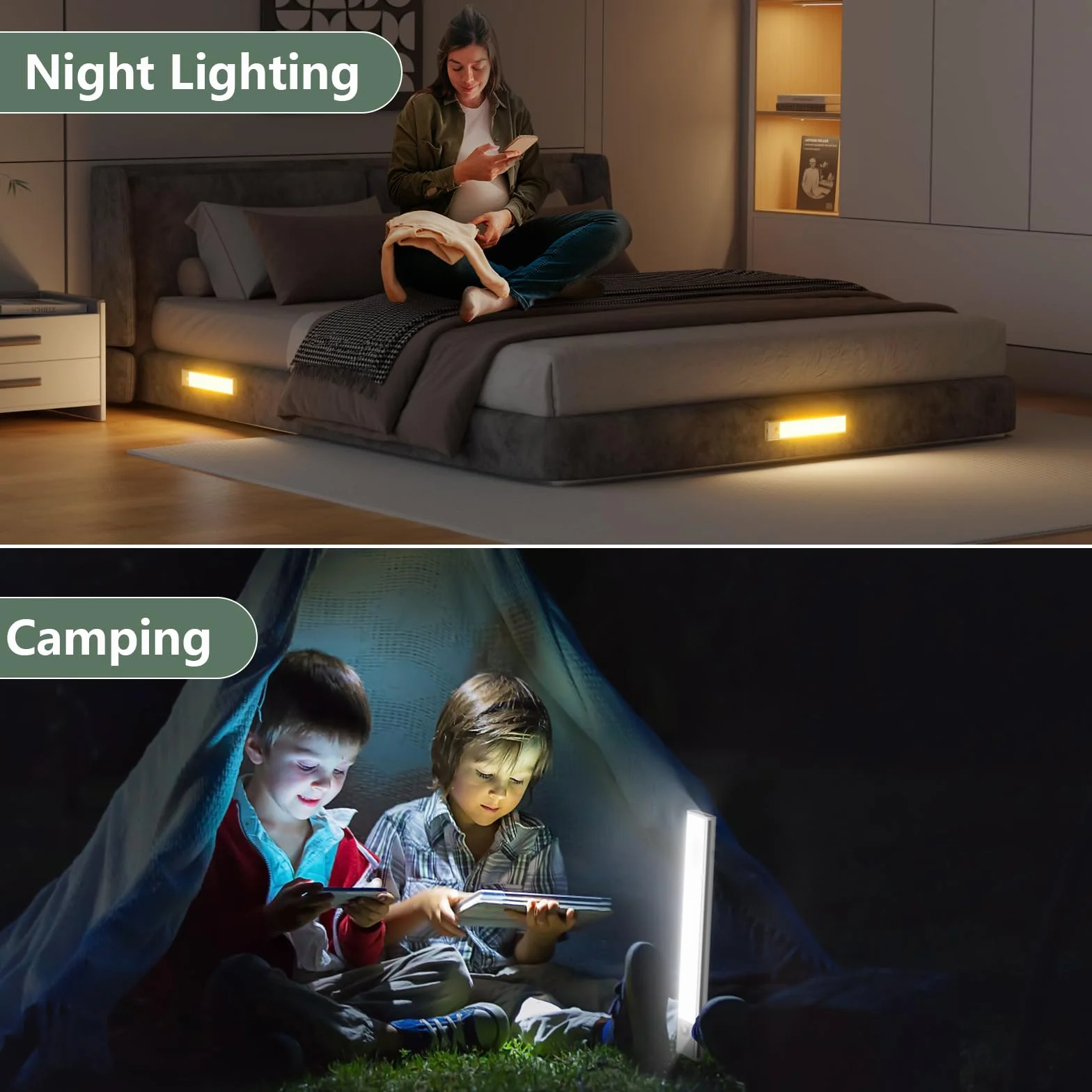 Lampa podszafkowa do kuchni, Szafka LED z czujnikiem 2 sztuki, 30 cm możliwość ściemniania podszafkowe światło kuchenne z 3 kolorami, USB-C ładowalna lampka nocna do sypialni, schodów, korytarzy