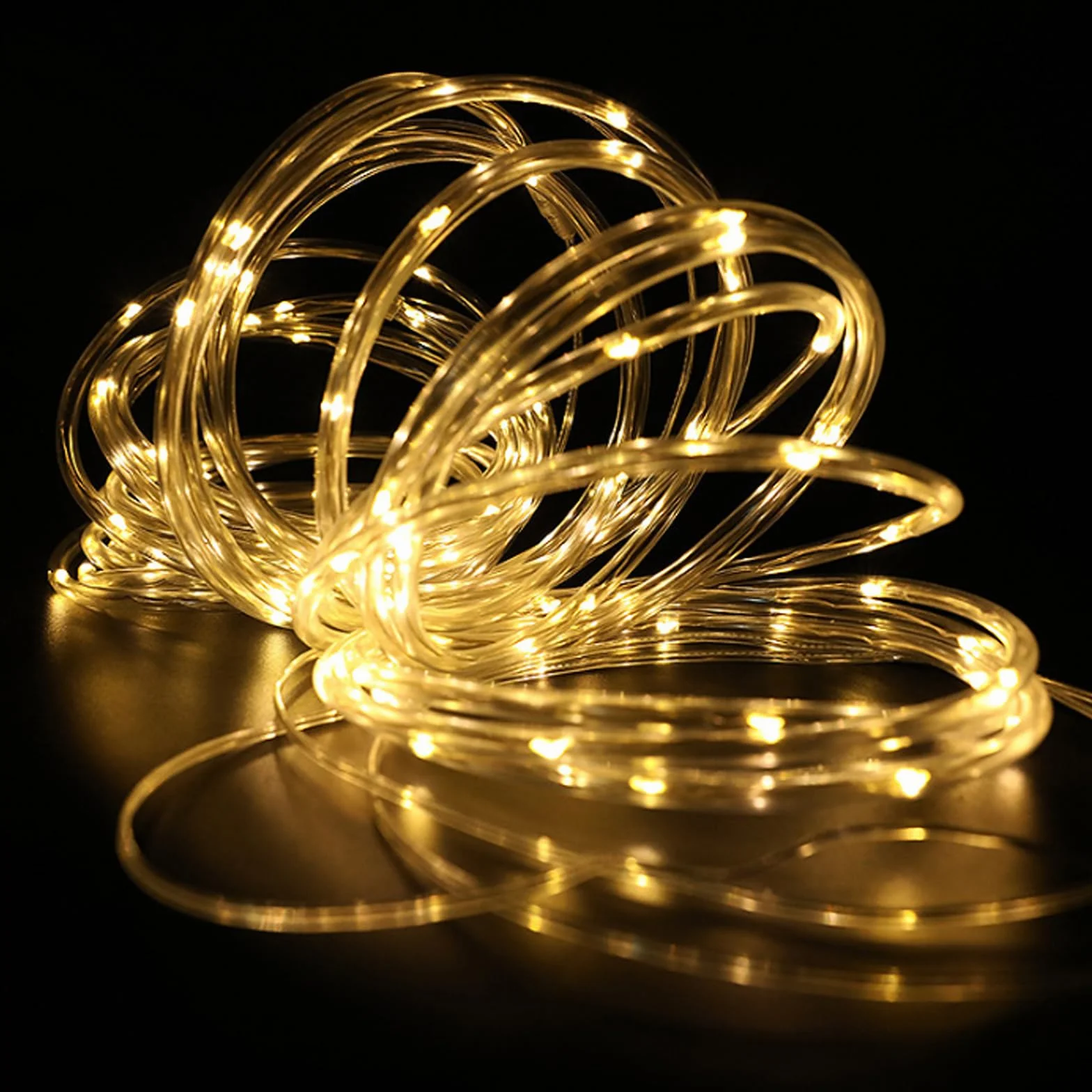 Wąż świetlny, 100 diod LED, USB, łańcuchy świetlne do użytku na zewnątrz, do wnętrz, 8 trybów IP65, wodoodporny, do sypialni, na imprezę, do ogrodu, na kemping, Boże Narodzenie (ciepła biel)