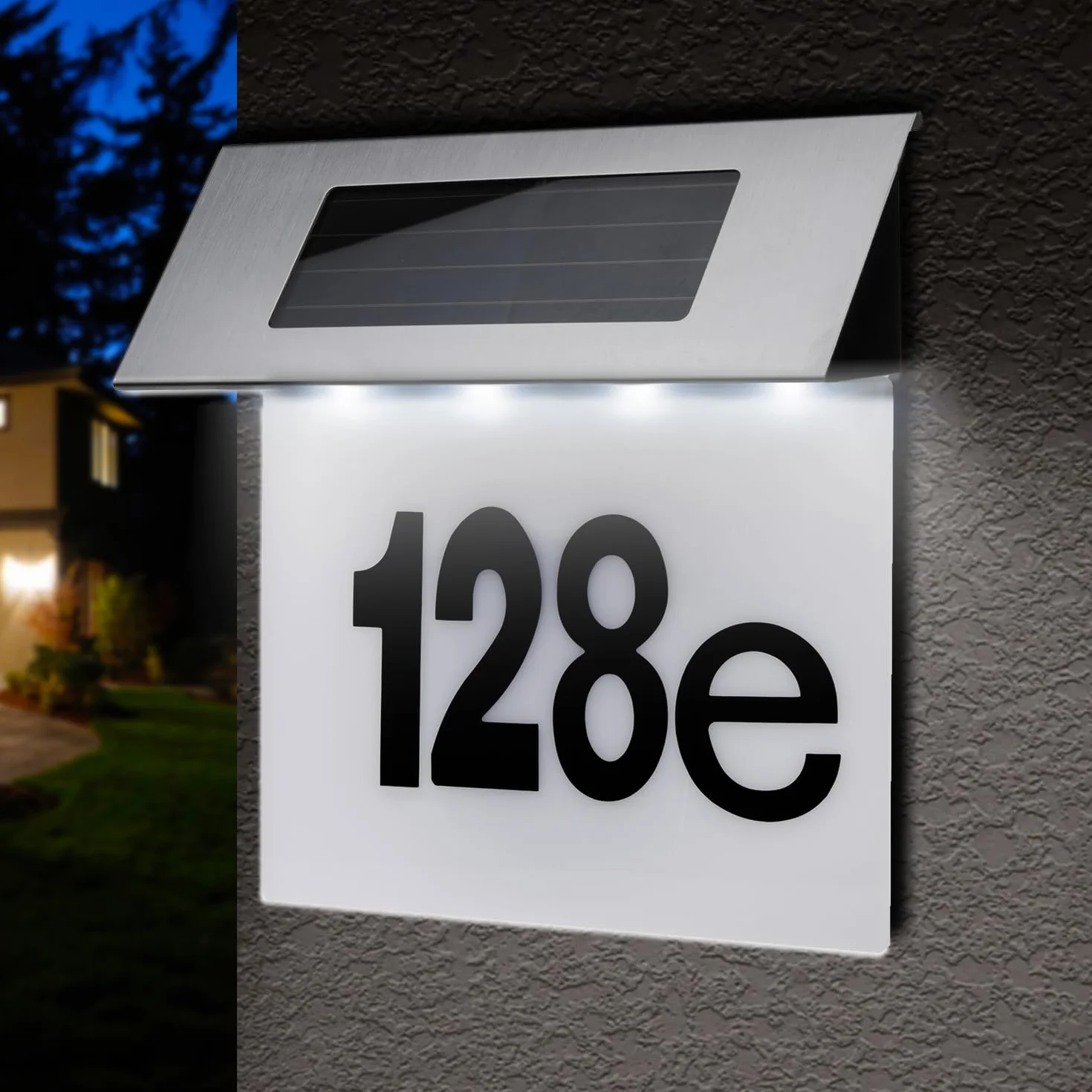 Maclean MCE423 Solarna Lampa LED z Numerem Domu, IP44, 1W, 60lm, 6000K, Akumulator 600 mAh, 2,5V DC 70mA