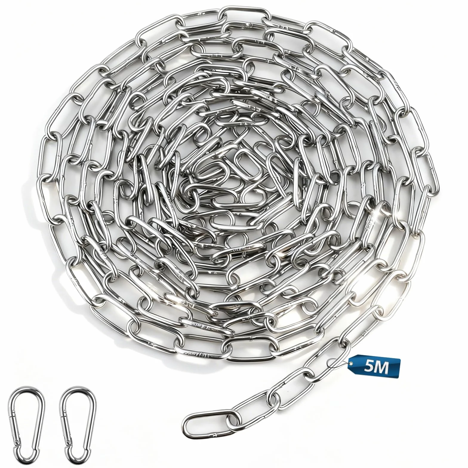 Metalowy łańcuszek ze stali nierdzewnej, 5 m, towar sprzedawany na metry, 2 mm, łańcuch ogniwowy, 1 sztuka, metalowy łańcuszek ze stali nierdzewnej do łańcuszków na bieliznę, łańcuch dla psa