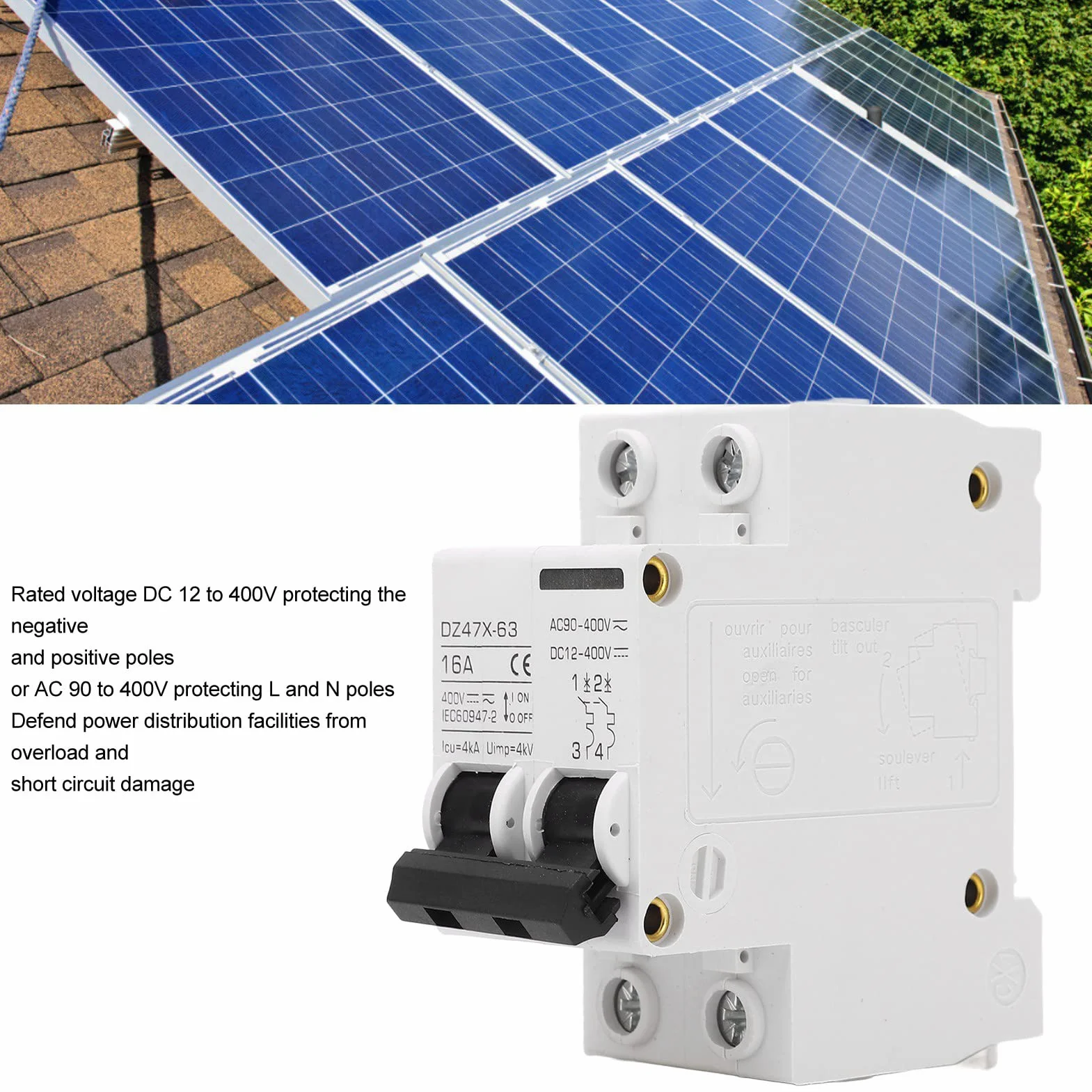 Wyłącznik nadprądowy 16 A, AC DC 2 w 1, 400 V, 2P, miniaturowy wyłącznik automatyczny, montaż na szynie DIN, odłącznik C16, zabezpieczenie przed przeciążeniem, wyłącznik powietrzny, przełącznik kombi