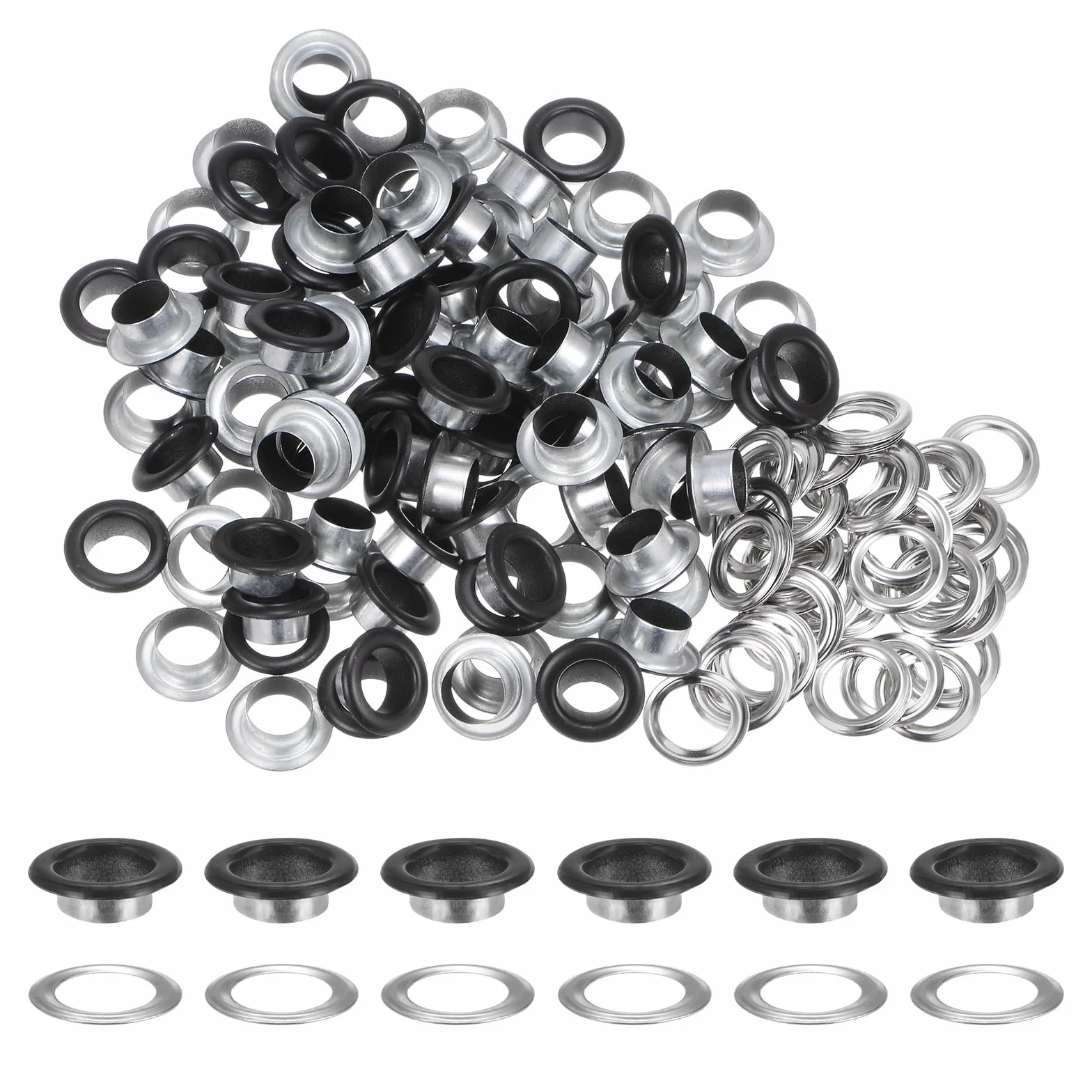 QUARKZMAN 100 sztuk oczek o średnicy wewnętrznej 10 mm, metalowe oczka z podkładkami do butów, skóry, pereł, płótna, etykiet, matowej czerni