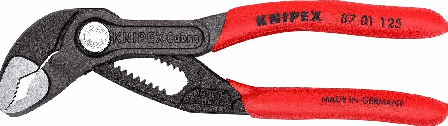 KNIPEX Cobra Szczypce nastawne do rur nowej generacji w opakowaniu z zawieszką fosforanowana, szara pokryte antypoślizgowym tworzywem, 87 01 125 SB