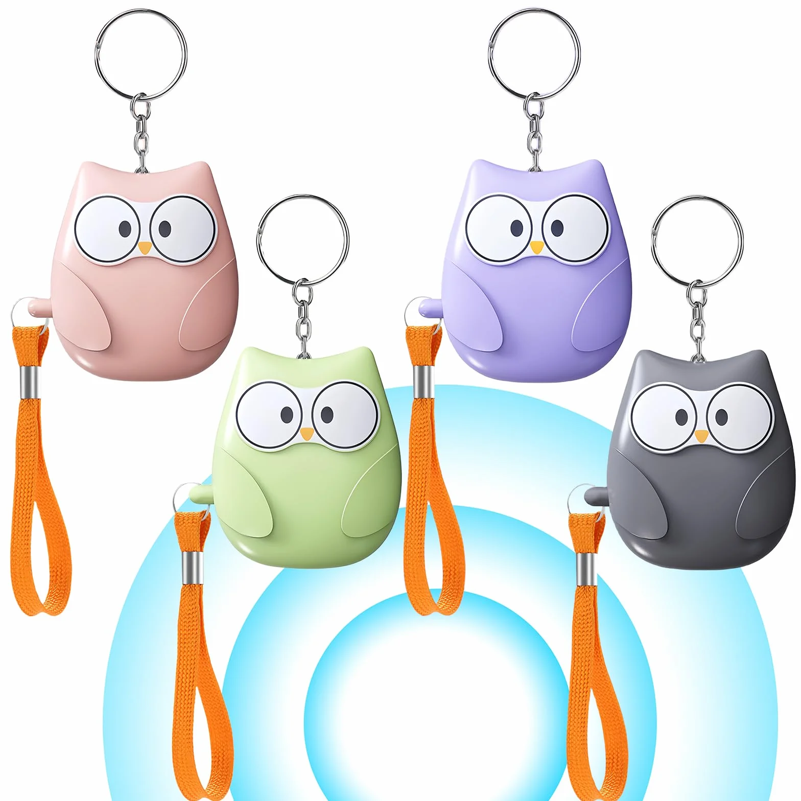 4 x alarm kieszonkowy dla kobiet, 130 dB, samoobrona, oświetlenie LED i brelok, osobisty alarm dla kobiet, dzieci, osób starszych