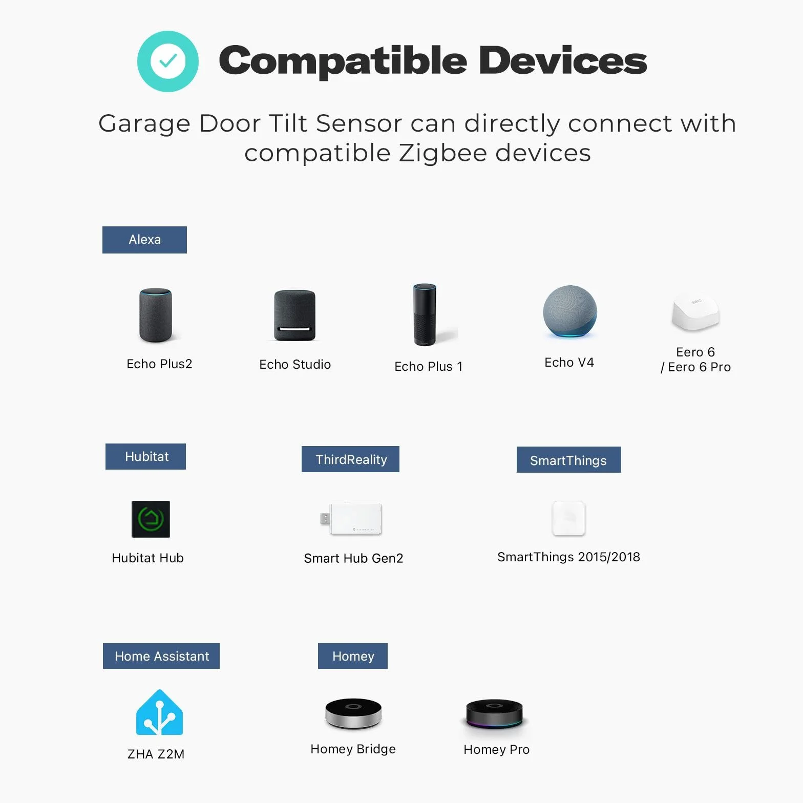 THIRDREALITY Zigbee inteligentny czujnik nachylenia drzwi garażowych, regulowana czułość, 2-letnia żywotność baterii