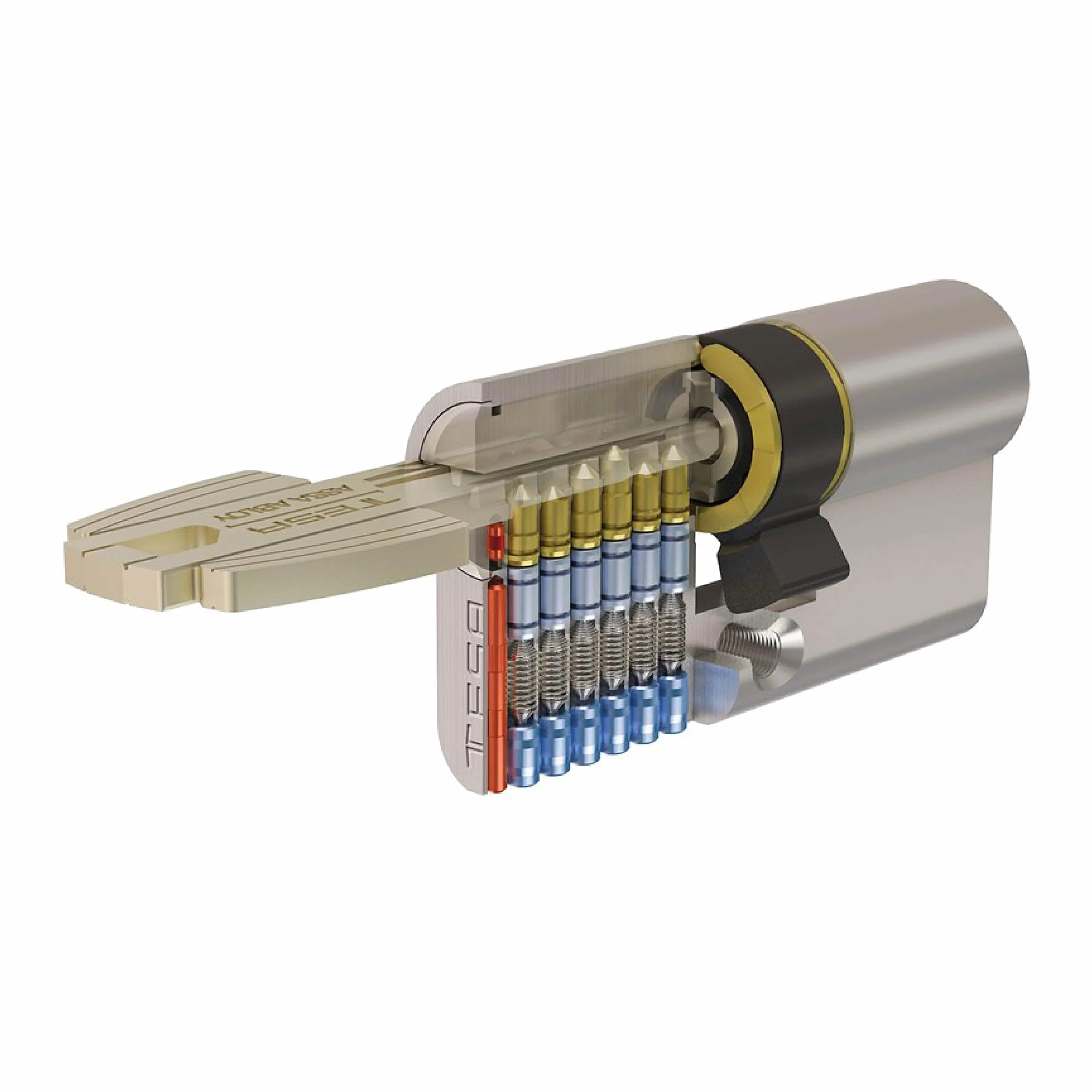 Tesa Assa Abloy T6554010L T60 wkładka bezpieczeństwa wkładka europrofilowa 40x10 mm mosiądz do drzwi i zamków europrofilowych idealna do wymiany i nowych instalacji wkładka z gałką