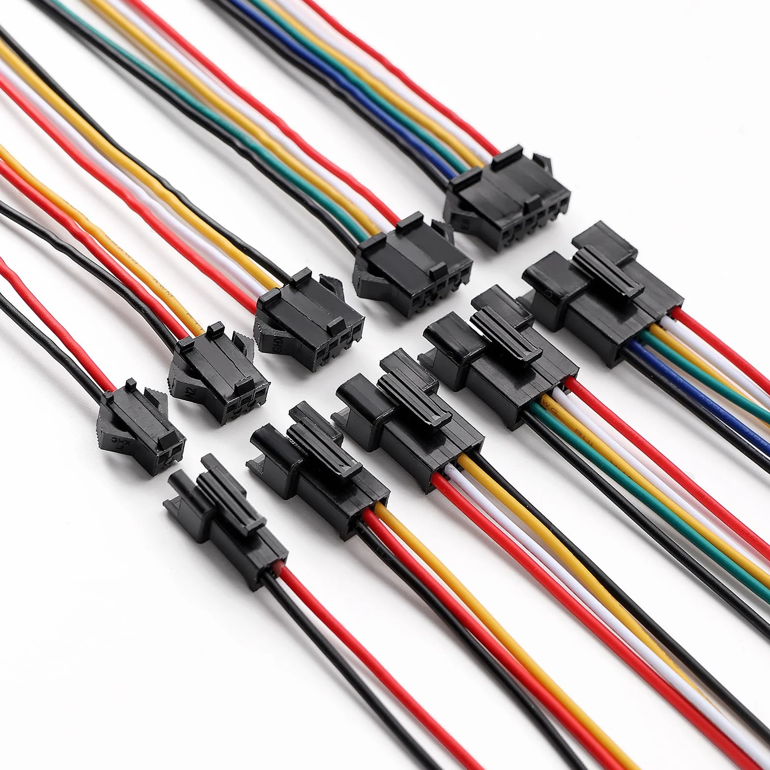 YIXISI 280 Sztuk 2.5mm Rastrze 2/3/4/5/6-Pinowych Zestaw Złączy JST-SM, Zestaw Złączy JST SM Żeńskich i Męskich, z Pojedyncza Głowica Przewodem Kablowym Wstępnie Zaciśniętym 22 AWG
