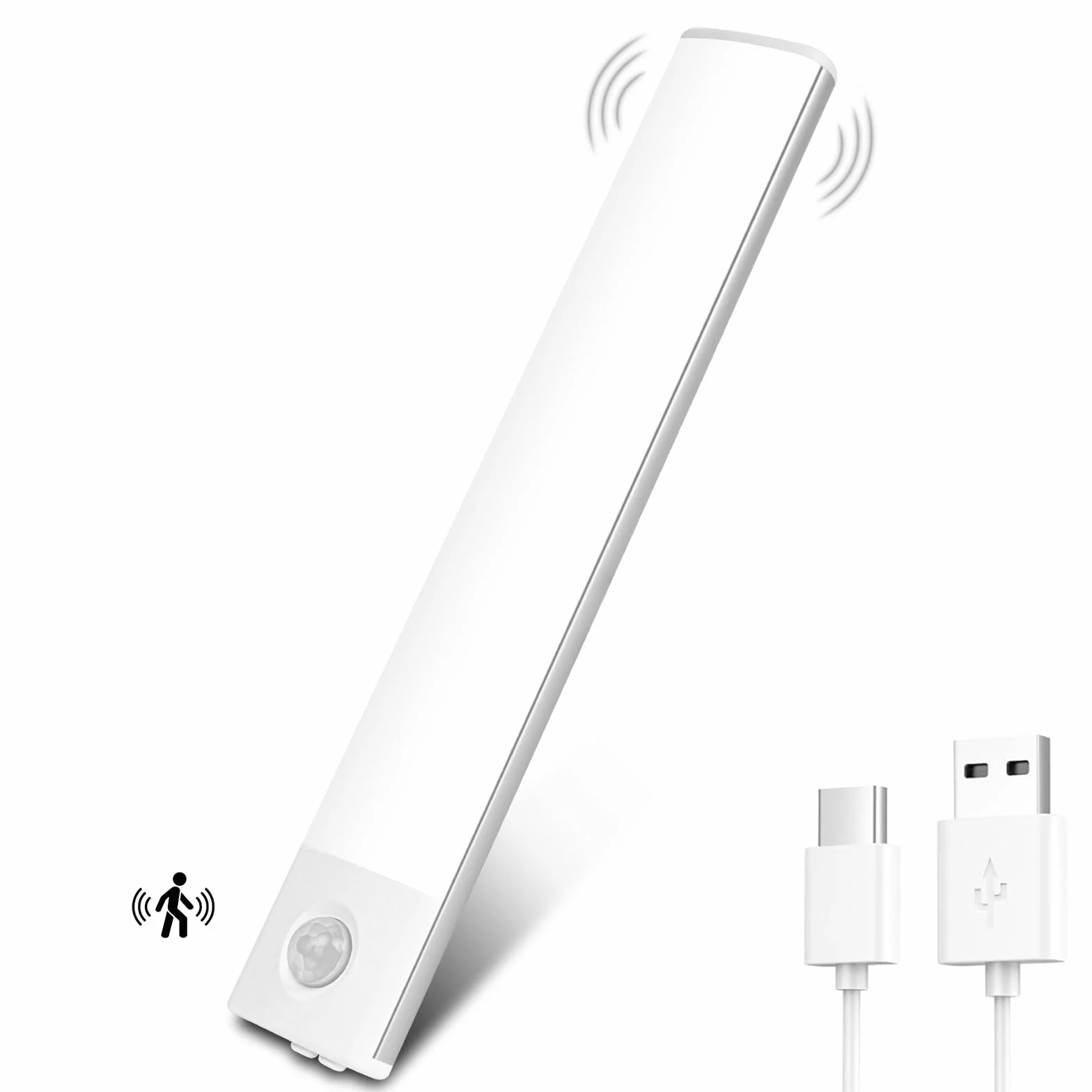Vicloon Lampa LED z czujnikiem ruchu, lampa kuchenna, oświetlenie podszafkowe, magnetyczne oświetlenie szafki, 3 kolory, możliwość ściemniania, do szafki, kuchni, schodów, korytarza, kampera