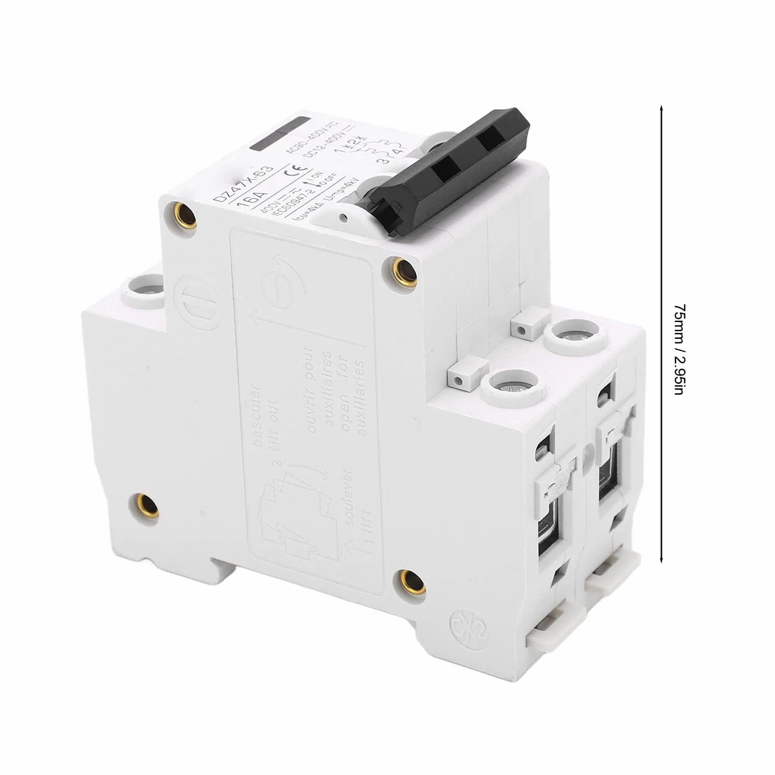 Wyłącznik nadprądowy 16 A, AC DC 2 w 1, 400 V, 2P, miniaturowy wyłącznik automatyczny, montaż na szynie DIN, odłącznik C16, zabezpieczenie przed przeciążeniem, wyłącznik powietrzny, przełącznik kombi