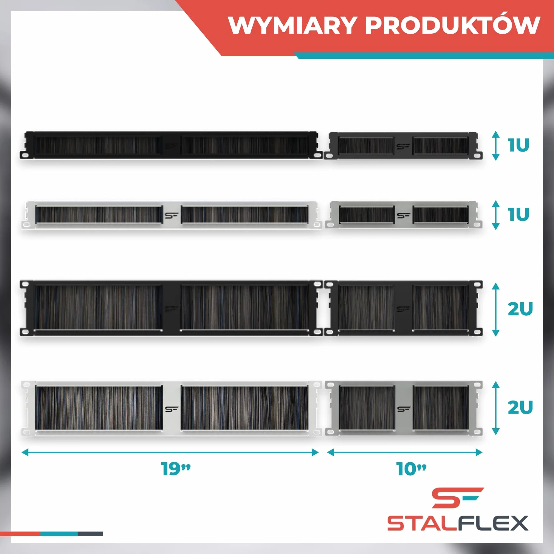 Przepust Szczotkowy Professional Rack 10 cali 1U, Metal, Czarny | Listwa do Prowadzenia Kabli z Organizerem Kabli Panel Szczotkowy Serwery Rack 10 cali