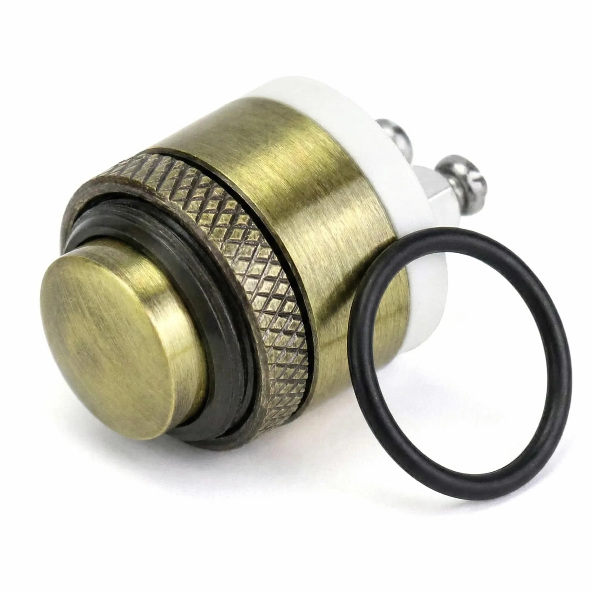 QWORK® 16MM mosiężny dzwonek do drzwi chwilowy przyciskowy przełącznik wciskany 12V 36V DC 2A 1NO wodoodporny do samochodu AGD