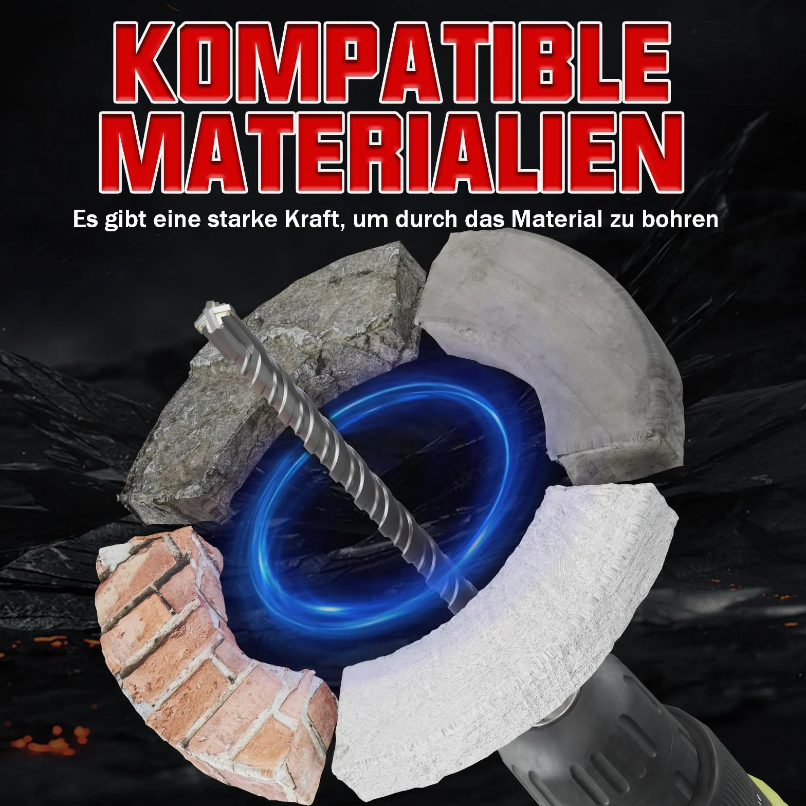 CSOOM SDS Plus wiertło 16 x 350 mm, profesjonalne wiertło do betonu, idealne do wiercenia w kamieniu, betonie, kamieniu naturalnym, murze ceglanej