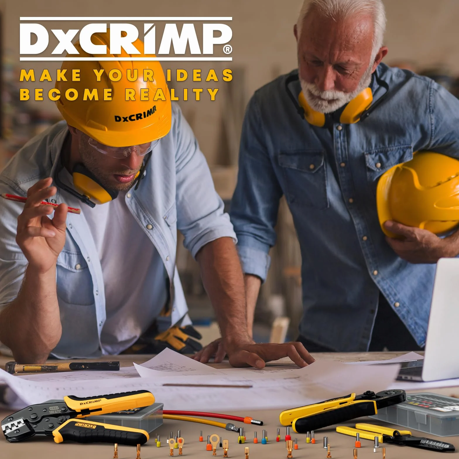 DxCRIMP zaciskarka do konektorów nieizolowanych 2,8/3,9/4,8/6,3 mm zestaw 14 rodzajów AWG 24-14 (0,25–2,5 mm²) z mechanizmem zapadkowym