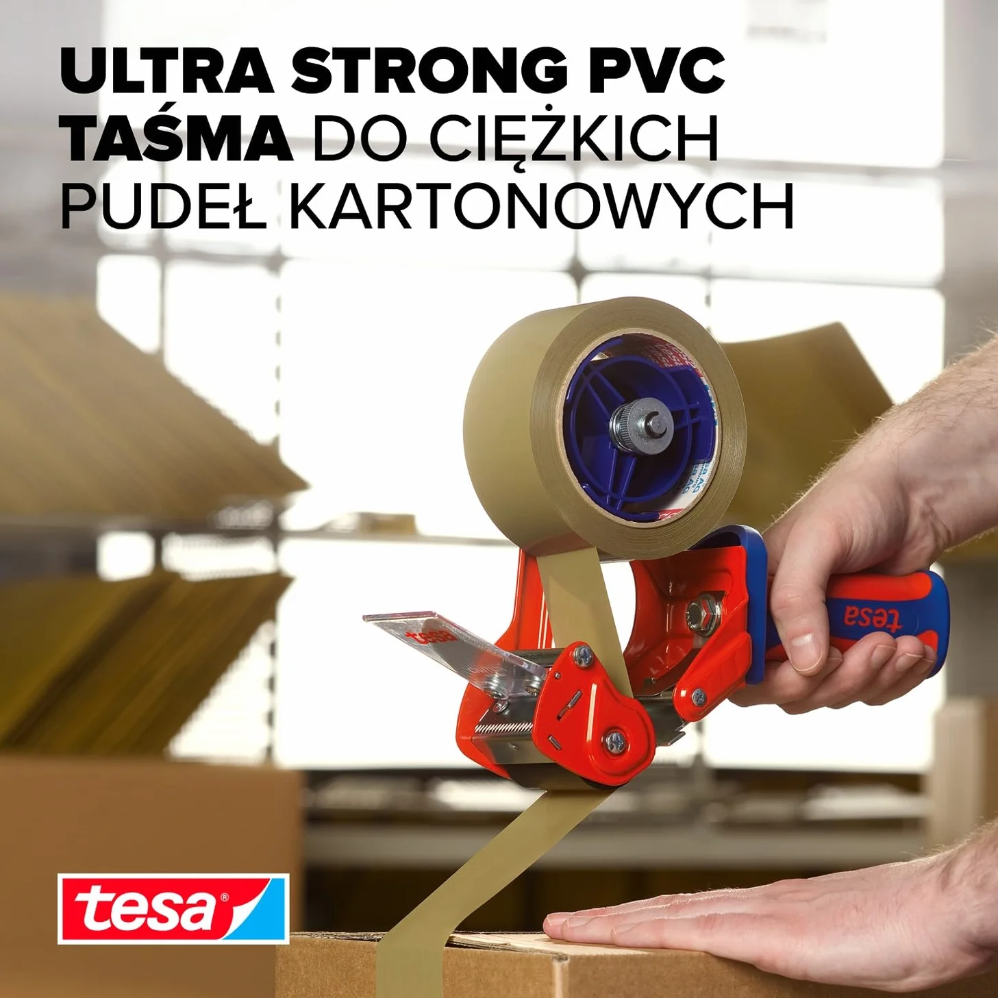 tesapack Ultra Strong - Taśmy samoprzylepne PVC do stabilnego pakowania i bezpiecznego wiązania - Brązowe - 66 mx 50 mm 1 rolka