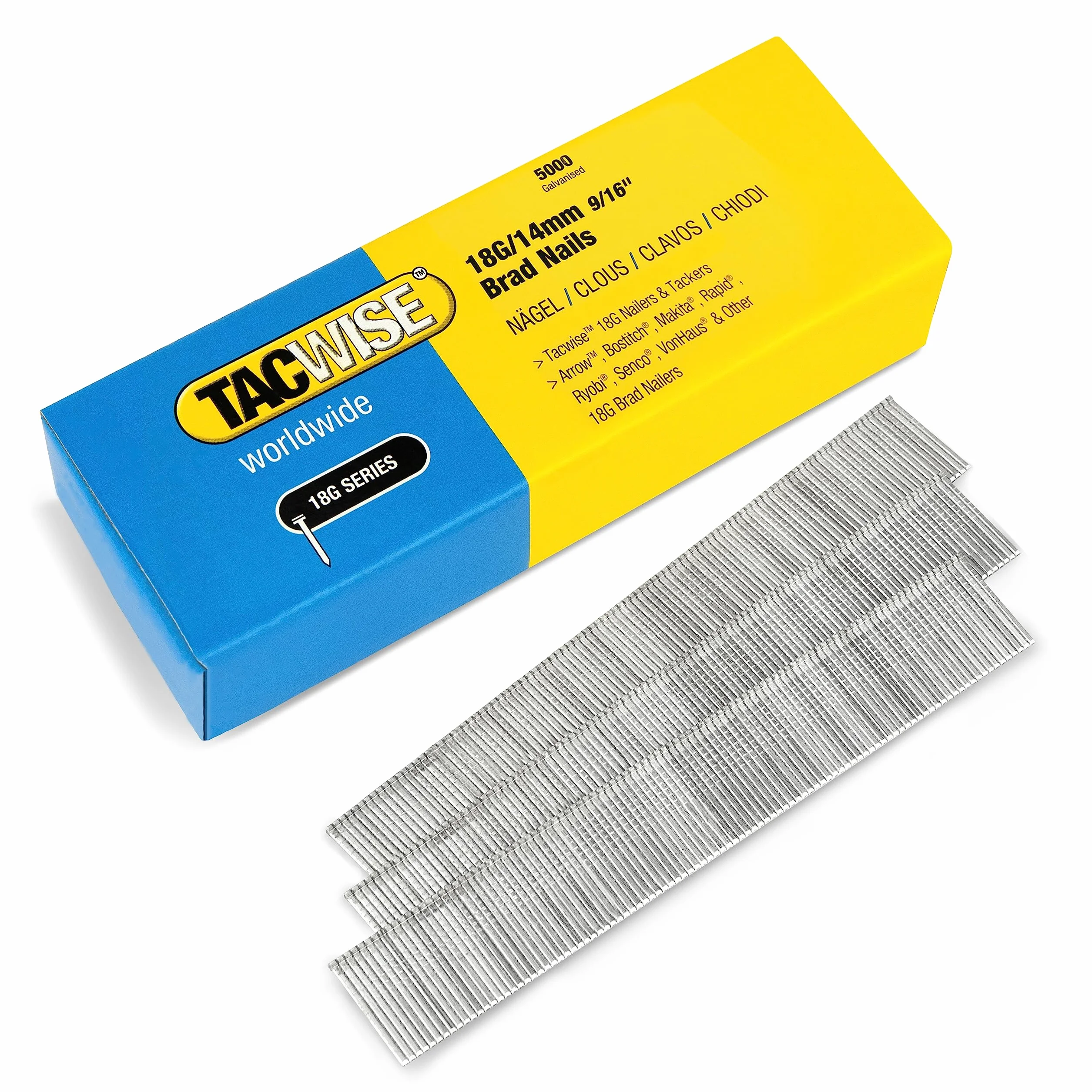 Tacwise 1724 Typ 18G / 14 mm ocynkowane gwoździe Brad, 5000 sztuk