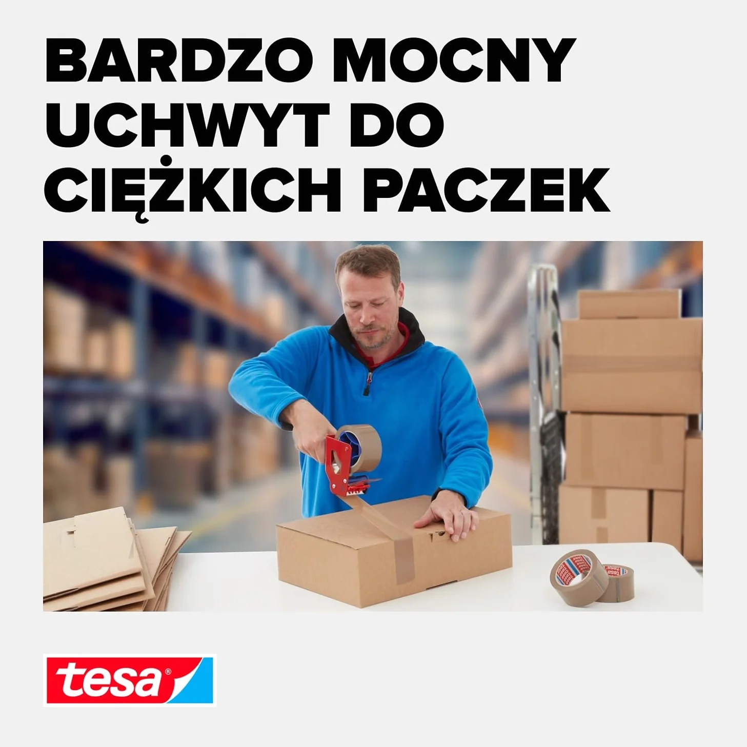 tesapack Ultra Strong - Taśmy samoprzylepne PVC do stabilnego pakowania i bezpiecznego wiązania - Brązowe - 66 mx 50 mm 1 rolka