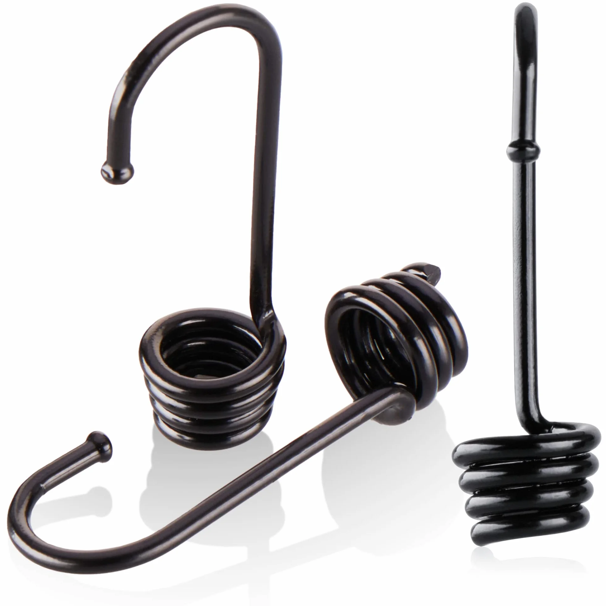 COM-FOUR® 20x spiralne haki - malowany metalowy hak - koncówka do pasów napinajacych, napinaczy bagazu, lin plandekowych, ekspanderów, linek i lin odciagowych - hak do lin odciagowych (czarny - 08mm)