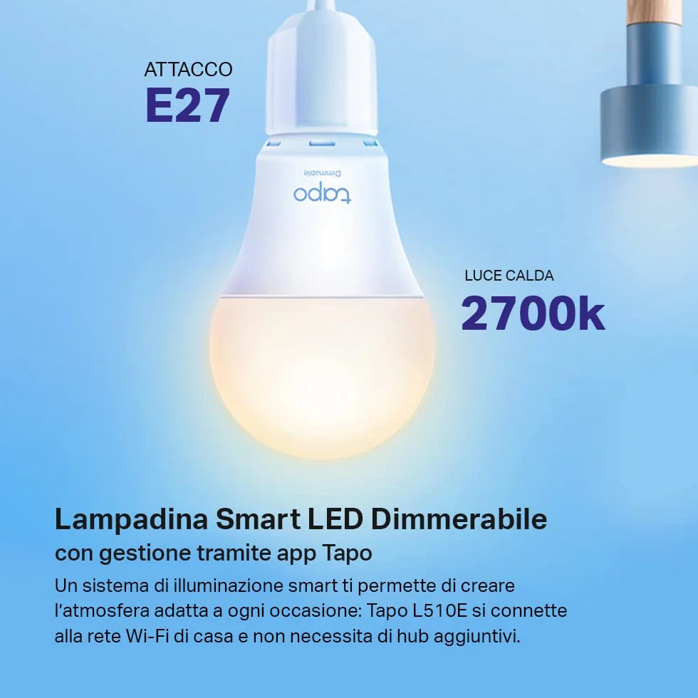TP-Link Tapo L510E | Inteligentna żarówka Wi-Fi E27 | Białe światło | Ściemnialna | 806 lm | 8.7 W | Kompatybilna z Alexa i Google Home