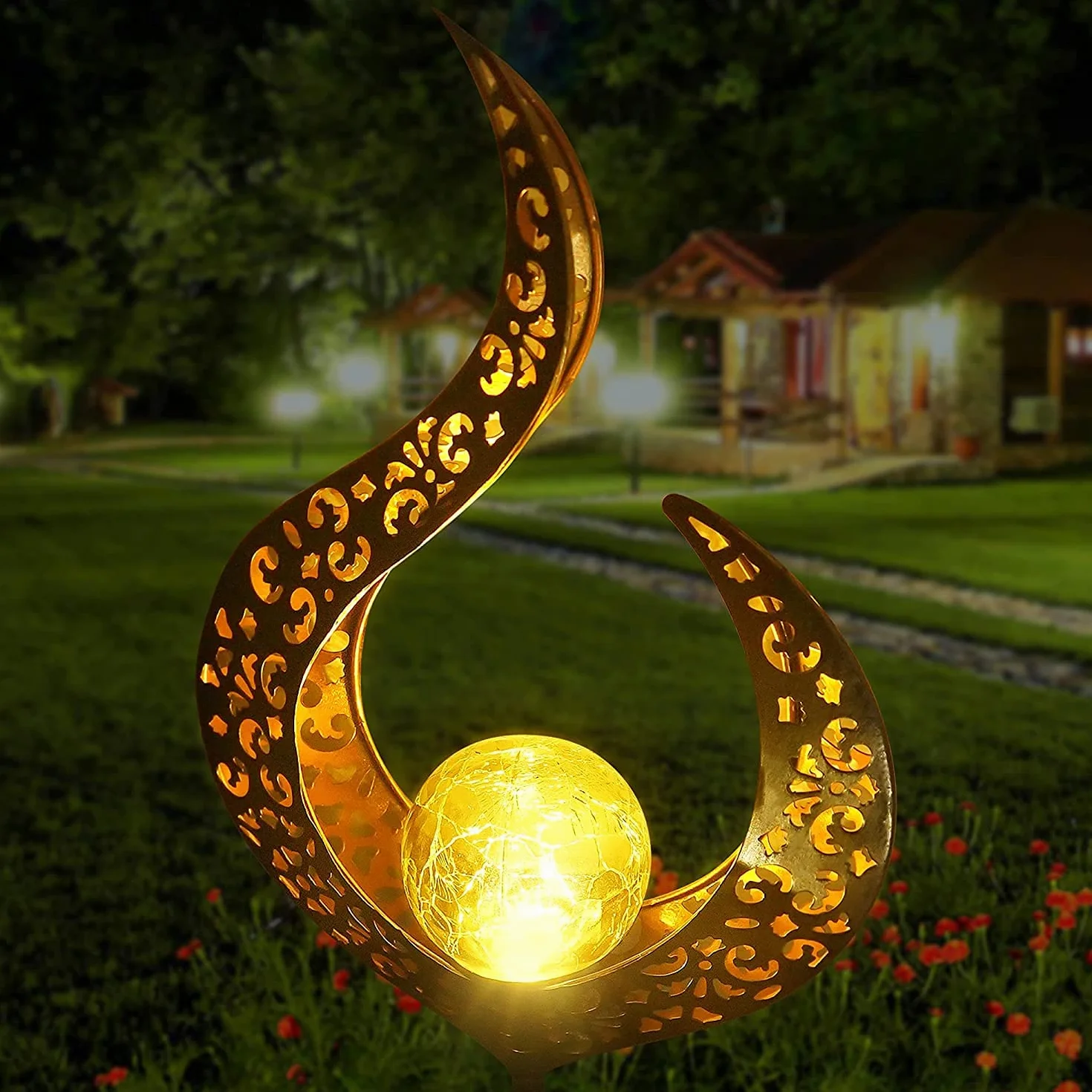 Lampa solarna ogrodowa LED IP65 metalowa pochodnia dekoracyjna