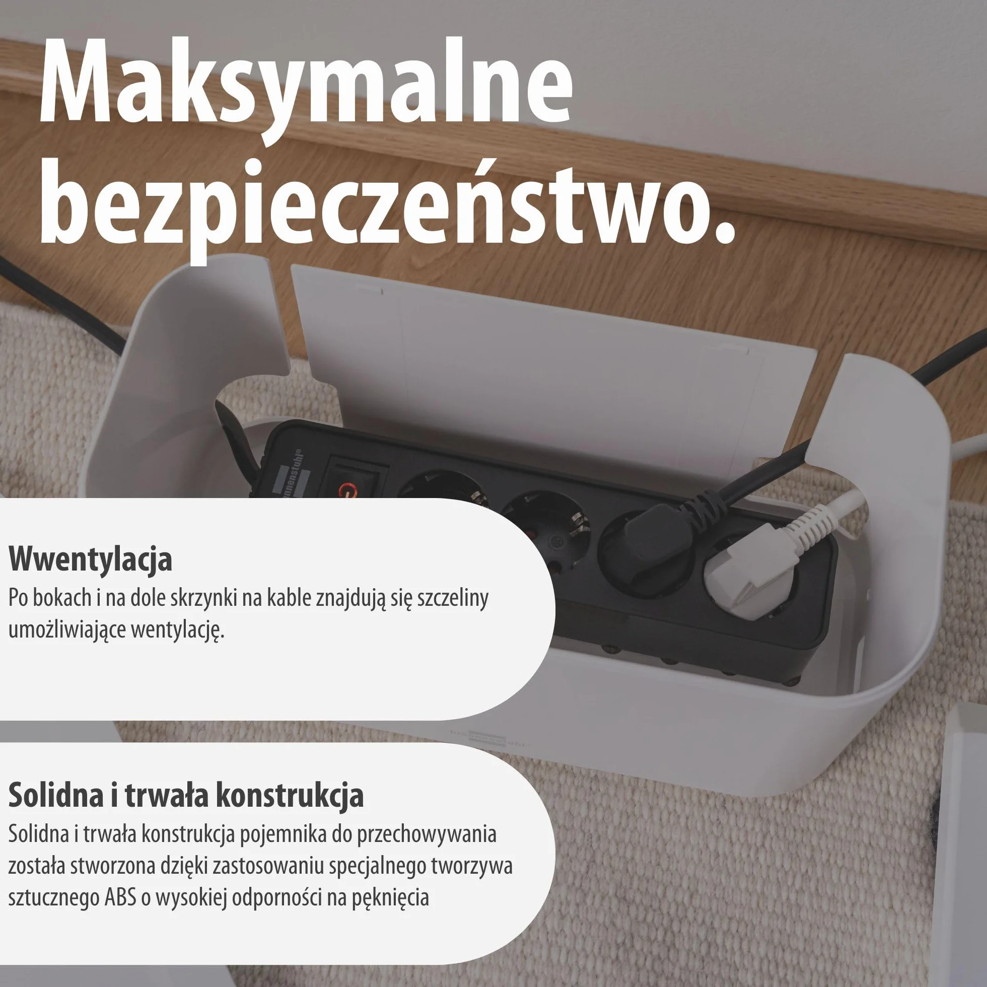 Brennenstuhl puszka kablowa do listwa zasilająca (z wysoce odpornego na uszkodzenia specjalnego tworzywa ABS, wymiary wewnętrzne: 296x129x134 mm, idealna do domu, biura i recepcji) biały
