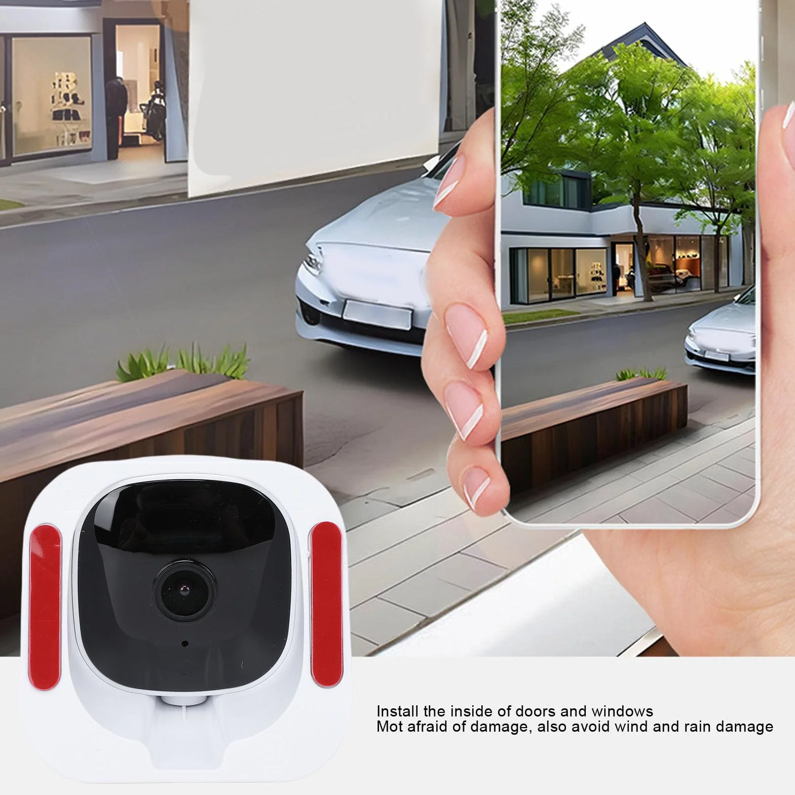 Bewinner Kamera Bezpieczeństwa 2K do Okien z rozdzielczością 4 MP, Wi-Fi 5 GHz 2,4 GHz, Mocowanie Bez Wiercenia, Szeroki Kąt Widzenia 140°, Detekcja Ruchu AI do Monitorowania Domu