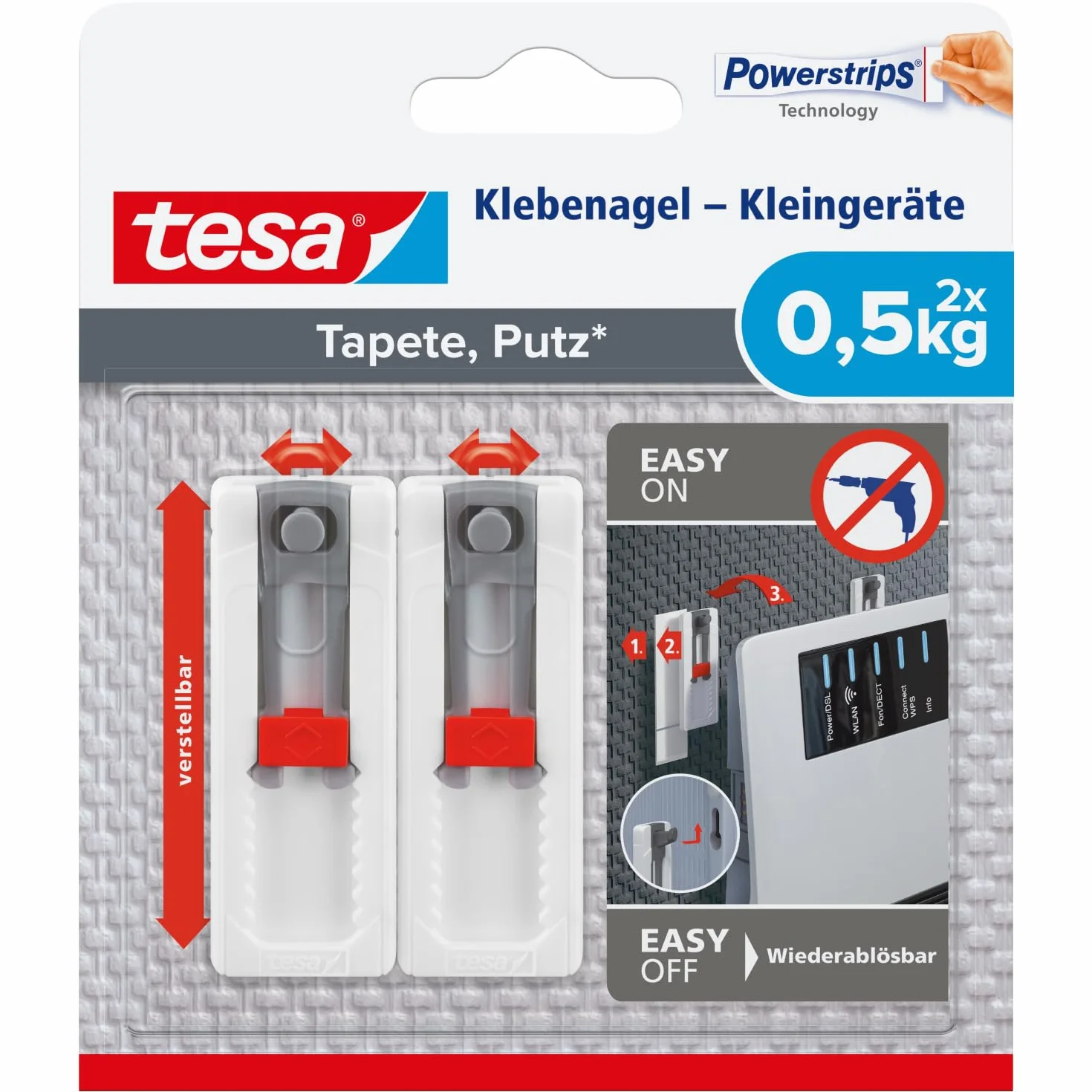 tesa Gwoździe samoprzylepne 0,5 kg/gwóźdź do tapet i tynku